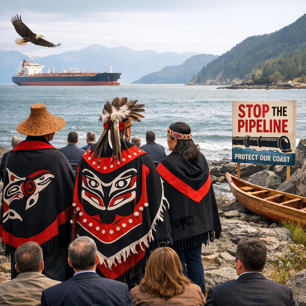 Illustration of Coastal B.C. First Nations Urge Calgary Pipeline Investors