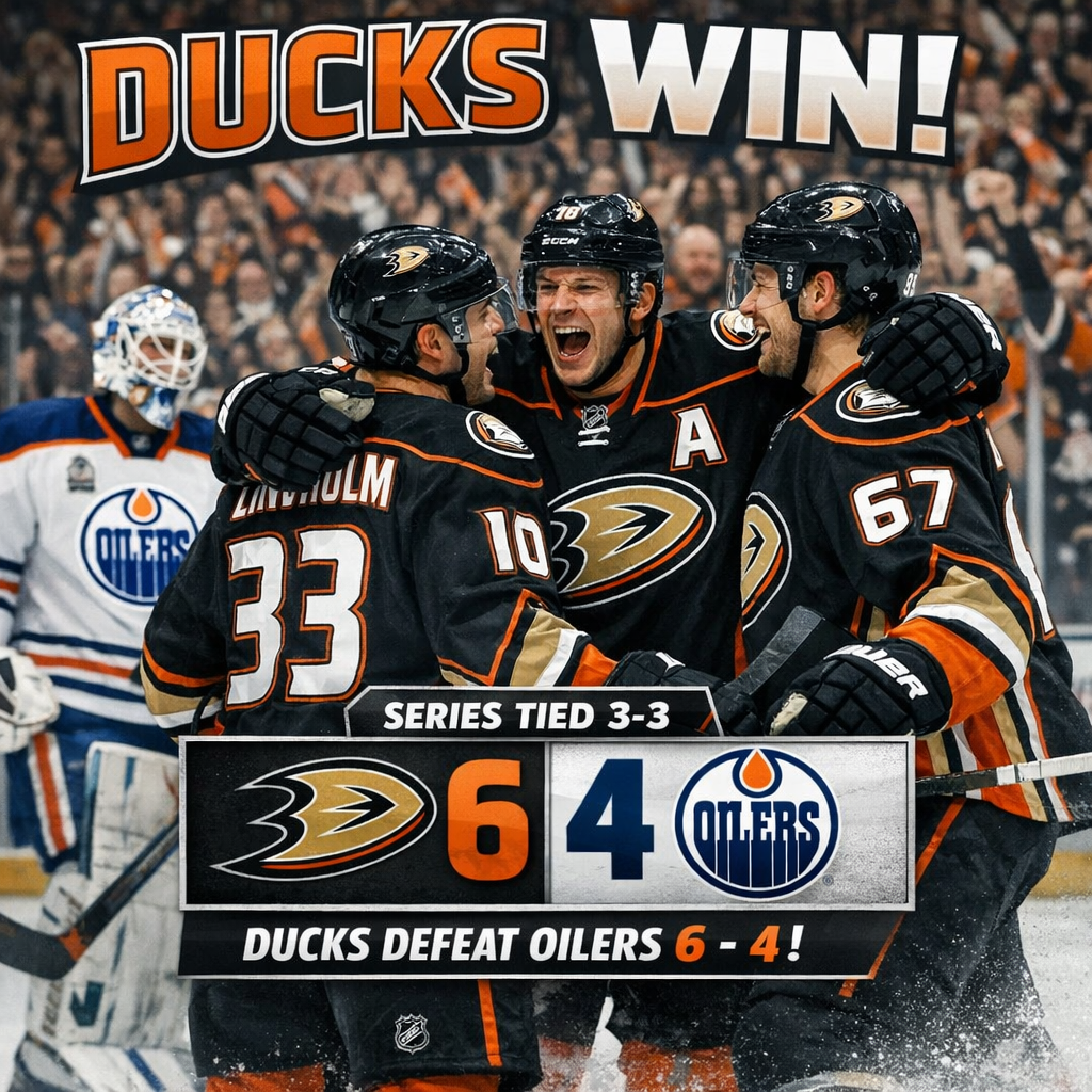 Illustration of Ducks Level Series With 6-4 Win Over Oilers