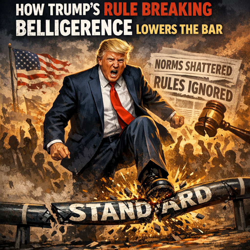 Illustration of How Trump’s Rule Breaking Belligerence Lowers the Bar