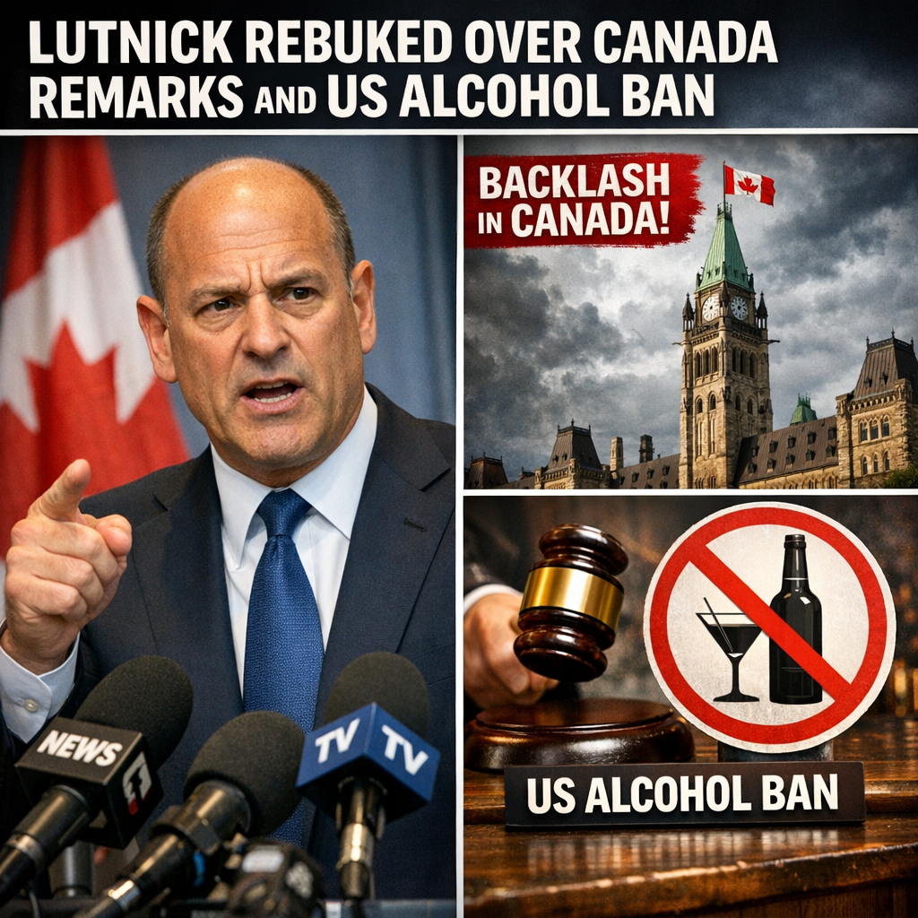 Illustration of Lutnick Rebuked Over Canada Remarks and US Alcohol Ban