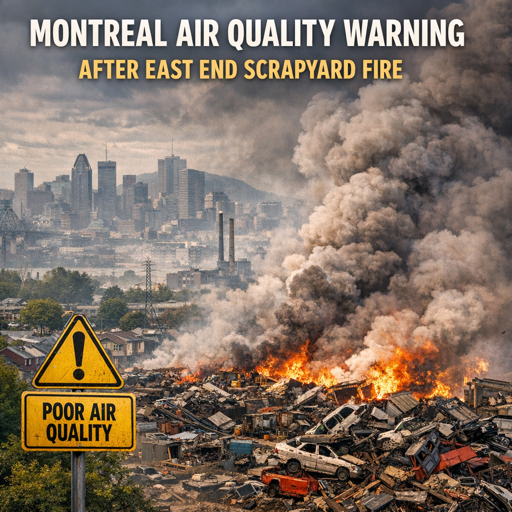 Illustration of Montreal Air Quality Warning After East End Scrapyard Fire