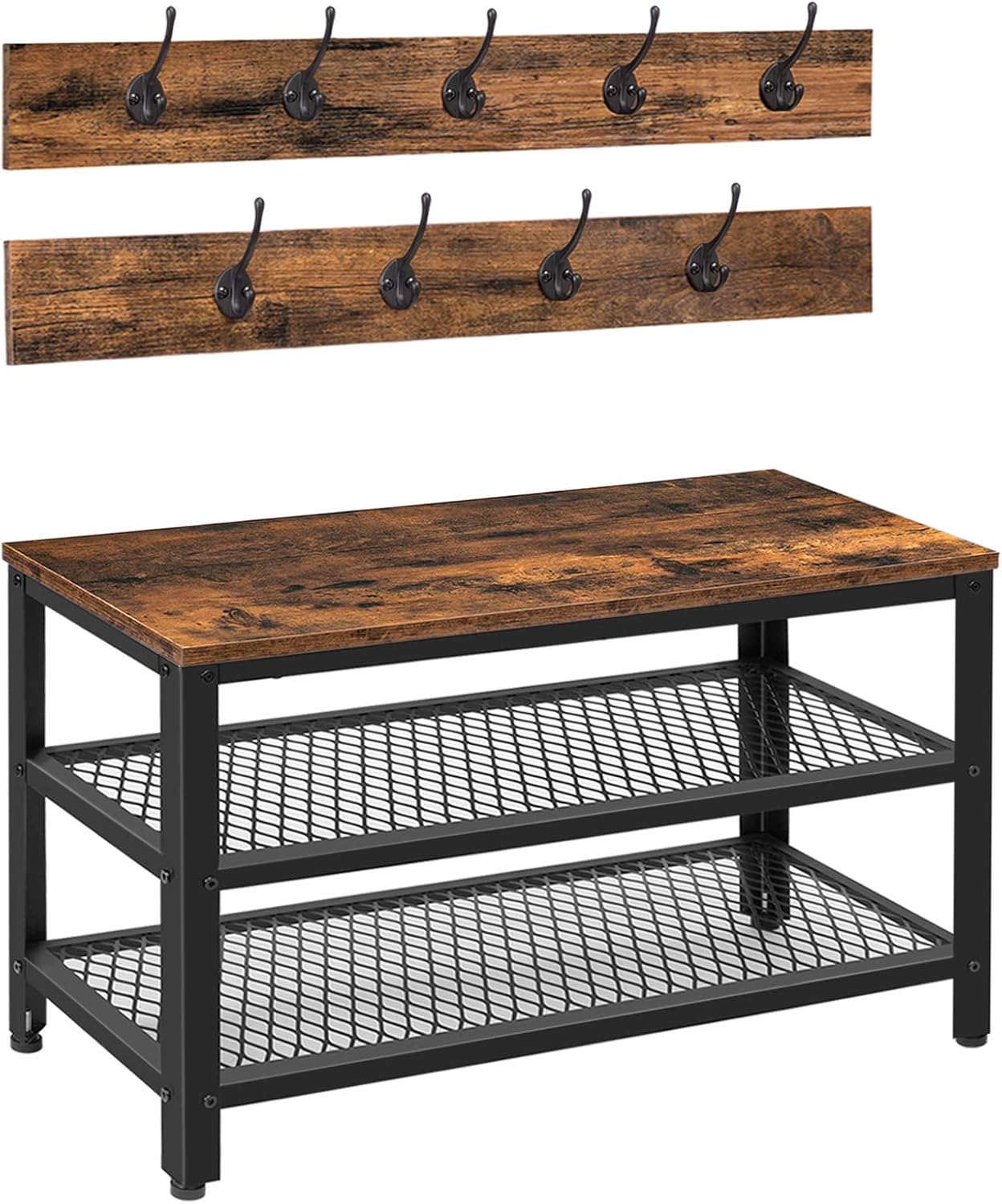 HOOBRO Coat Rack Shoe Bench Set, Industrial Entryw... - Image 2