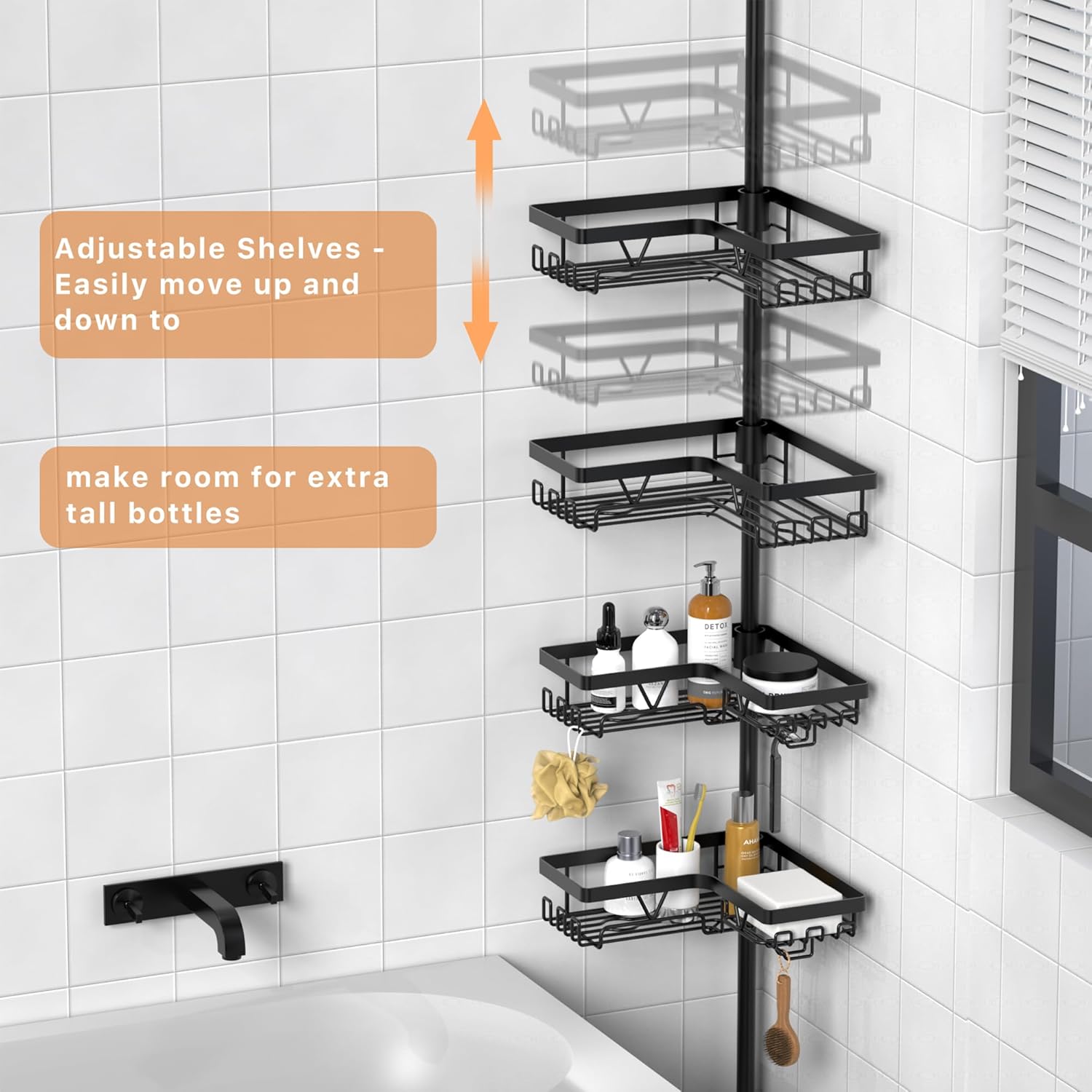 KEGII Corner Shower Caddy Tension Pole, Rustproof ... - Image 3