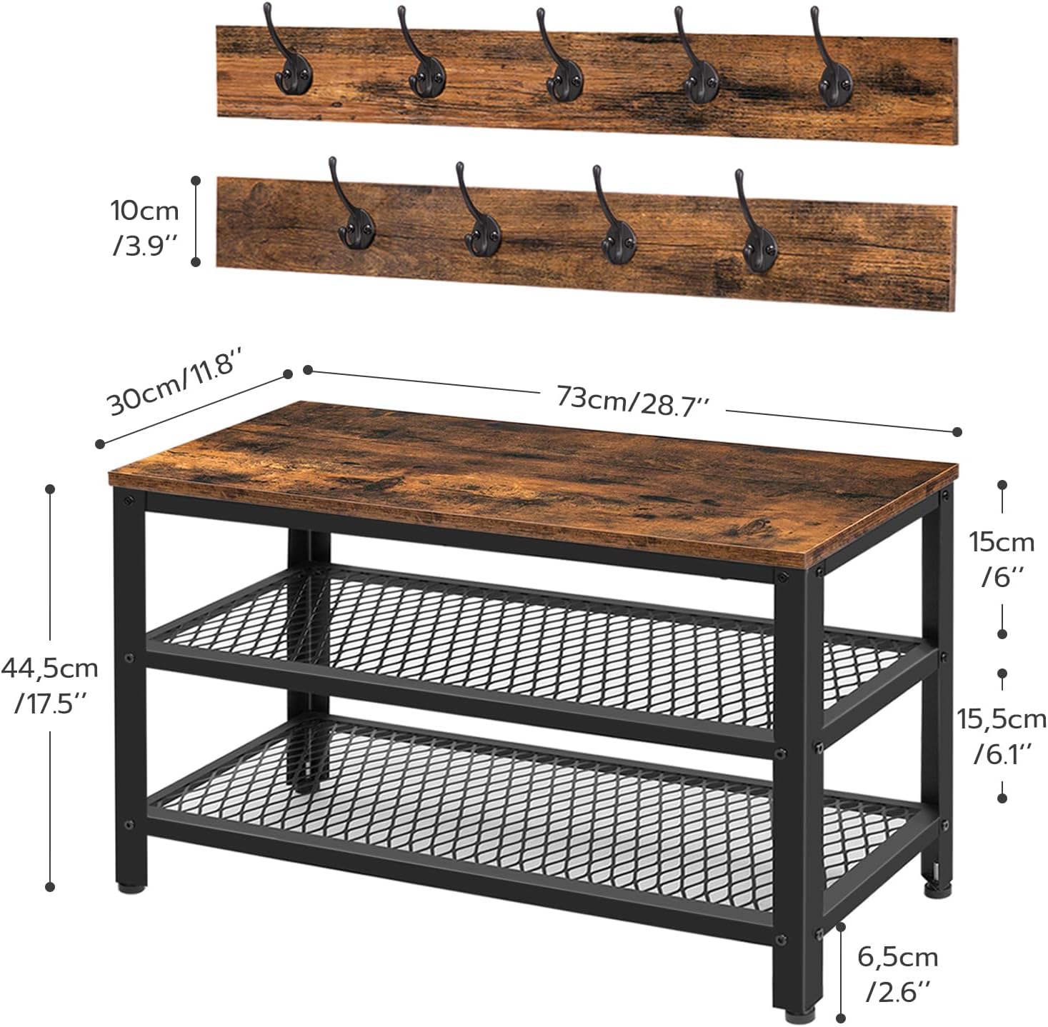 HOOBRO Coat Rack Shoe Bench Set, Industrial Entryw... - Image 5