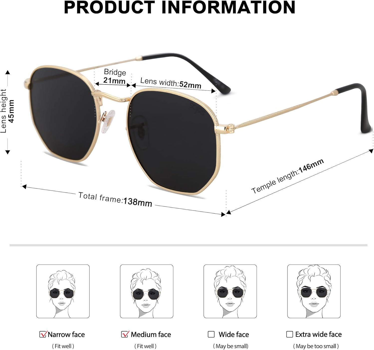SOJOS Small Square Polarized Sunglasses for Men an... - Image 6