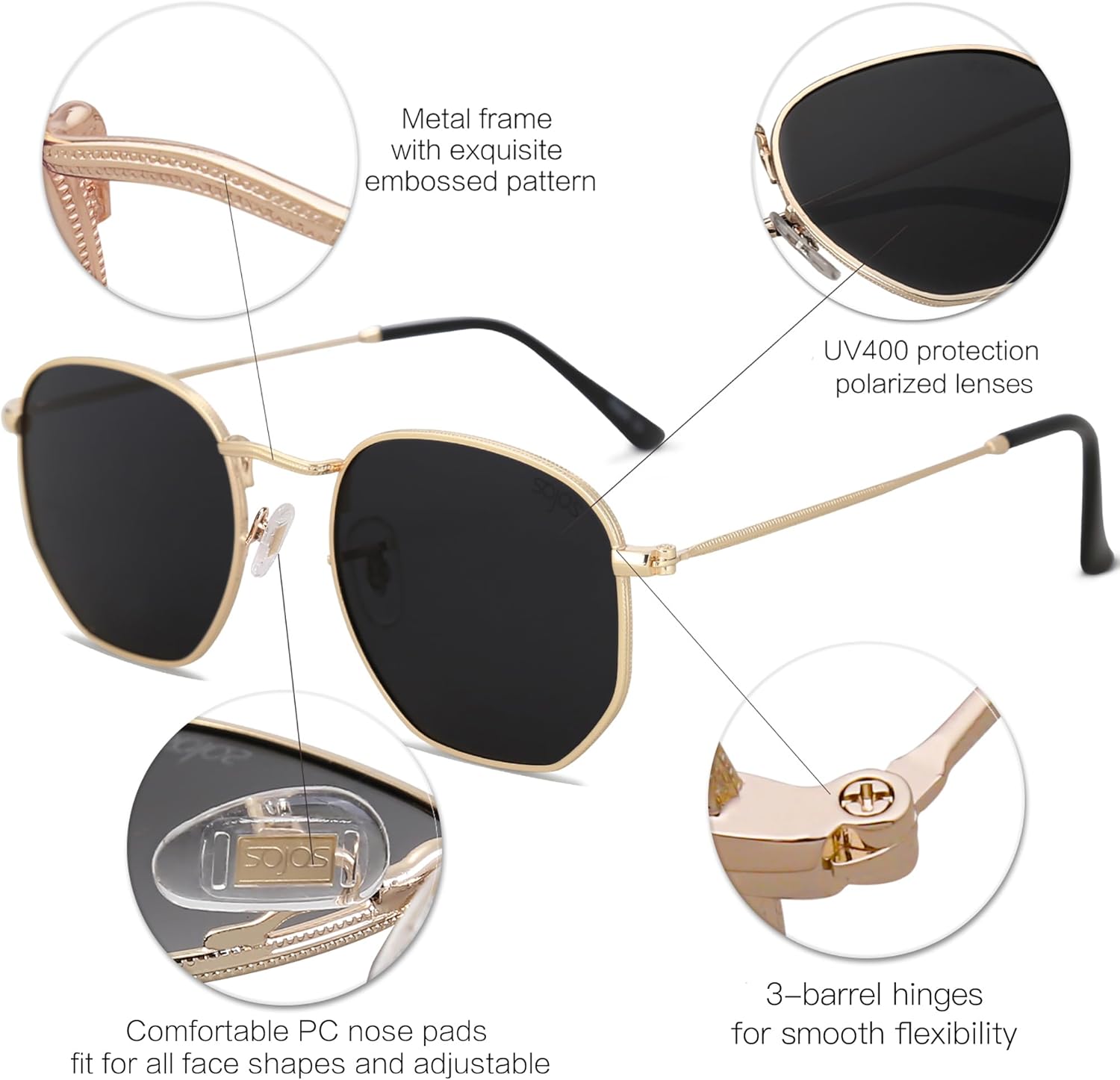 SOJOS Small Square Polarized Sunglasses for Men an... - Image 5