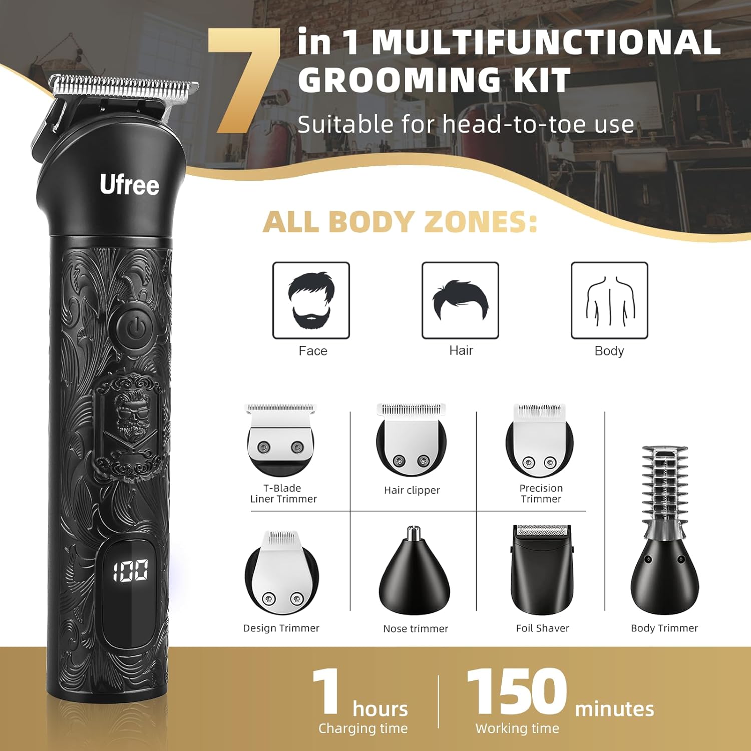 Ufree Beard Trimmer for Men, Electric Razor Shaver... - Image 3
