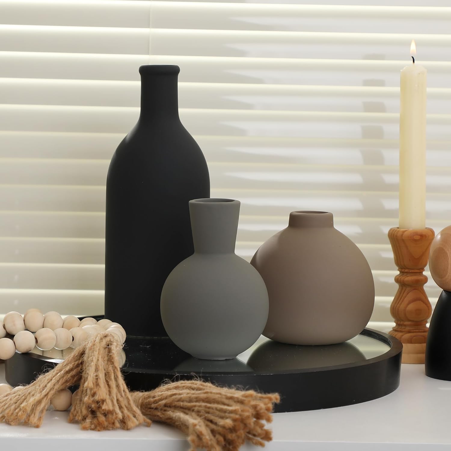 Ceramic Vase Set of 3, Vases Home Decor Rustic Vas... - Image 9