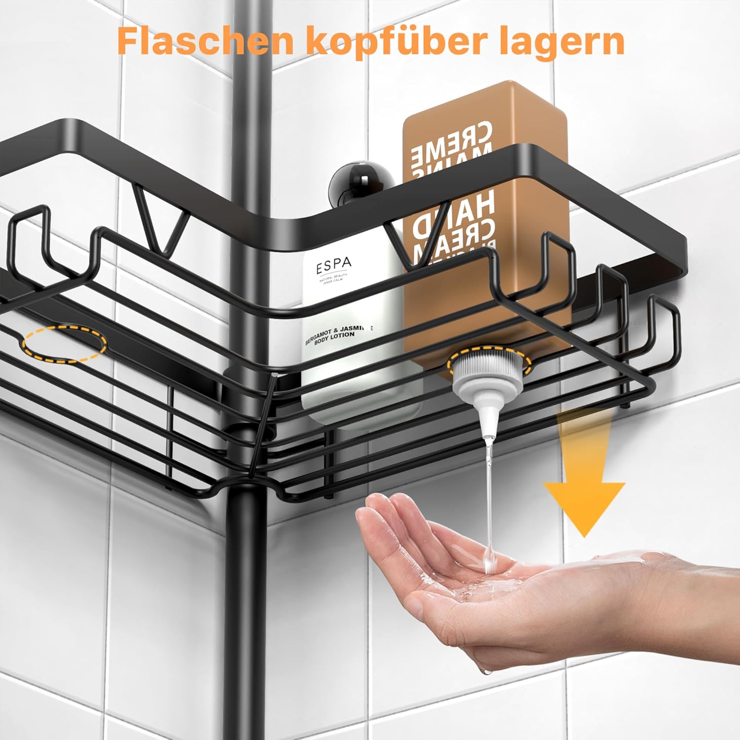 KEGII Corner Shower Caddy Tension Pole, Rustproof ... - Image 5