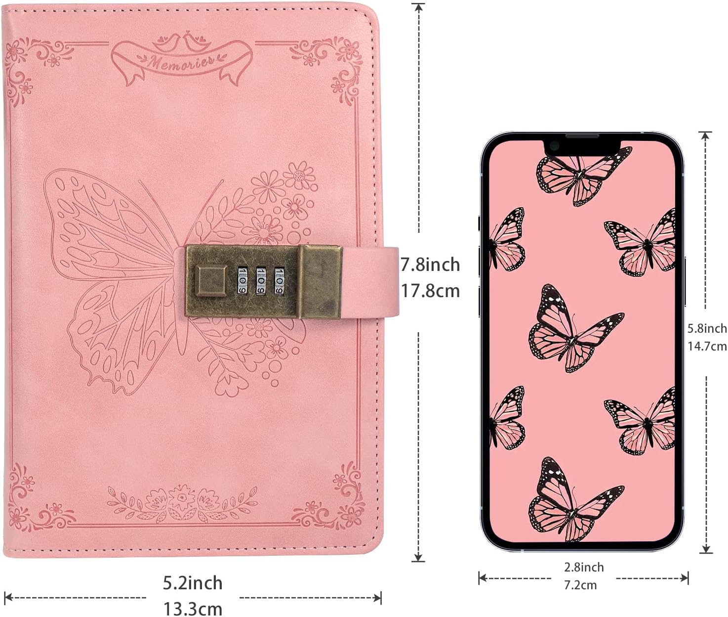 Diary with Lock, Journal for Women Girls, Vintage ... - Image 3
