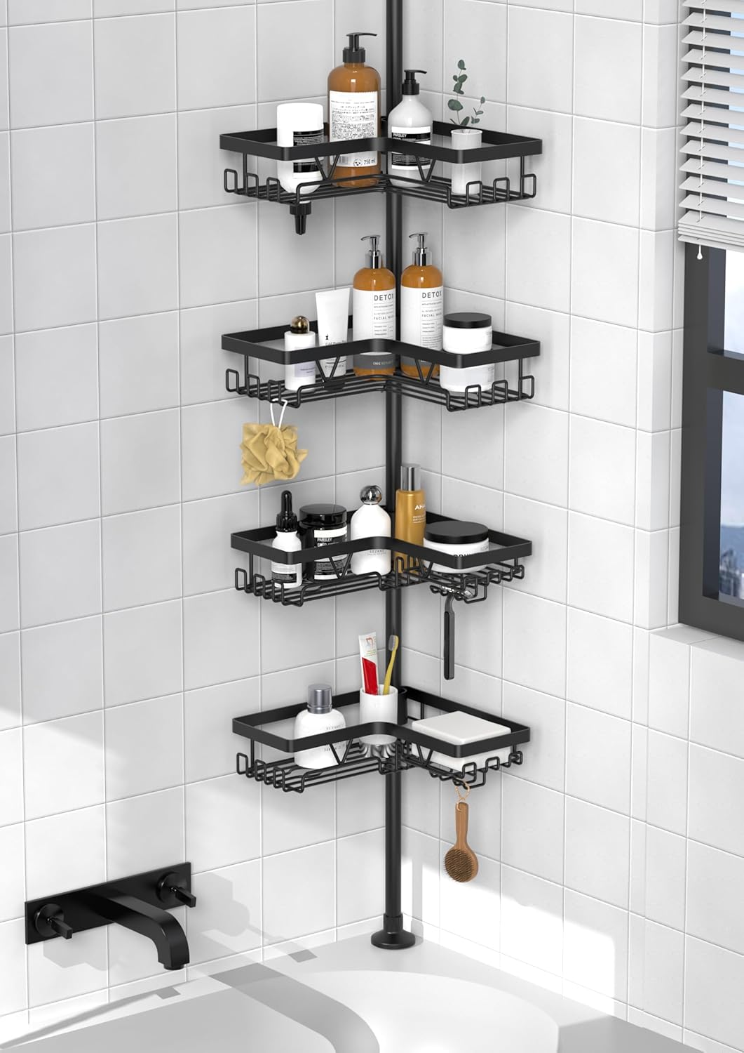 KEGII Corner Shower Caddy Tension Pole, Rustproof ... - Image 2