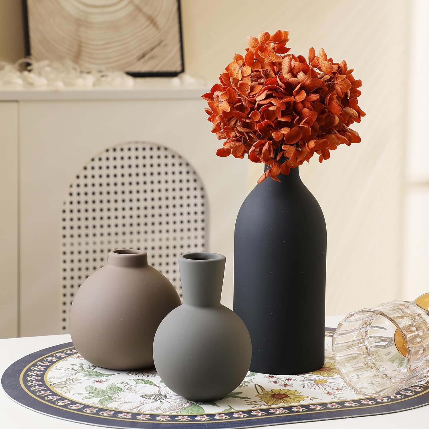 Ceramic Vase Set of 3, Vases Home Decor Rustic Vas... - Image 8