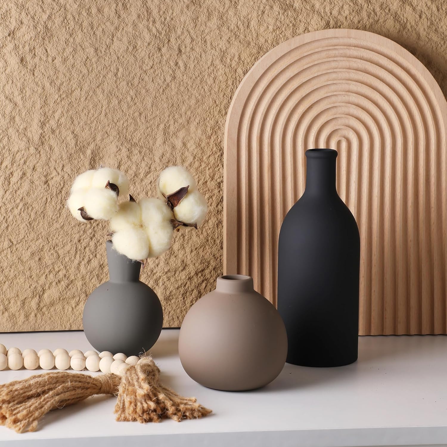Ceramic Vase Set of 3, Vases Home Decor Rustic Vas... - Image 7