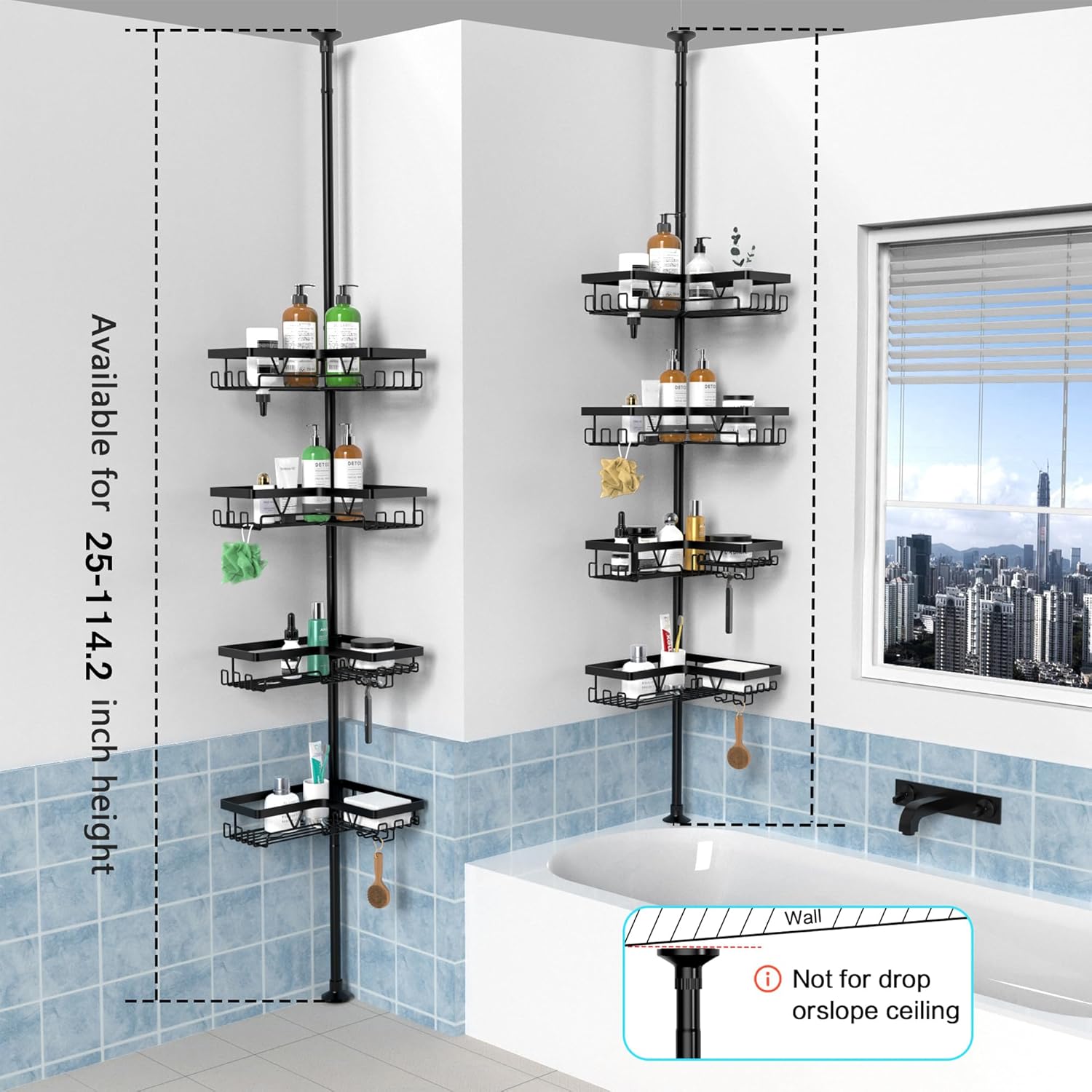 KEGII Corner Shower Caddy Tension Pole, Rustproof ... - Image 6