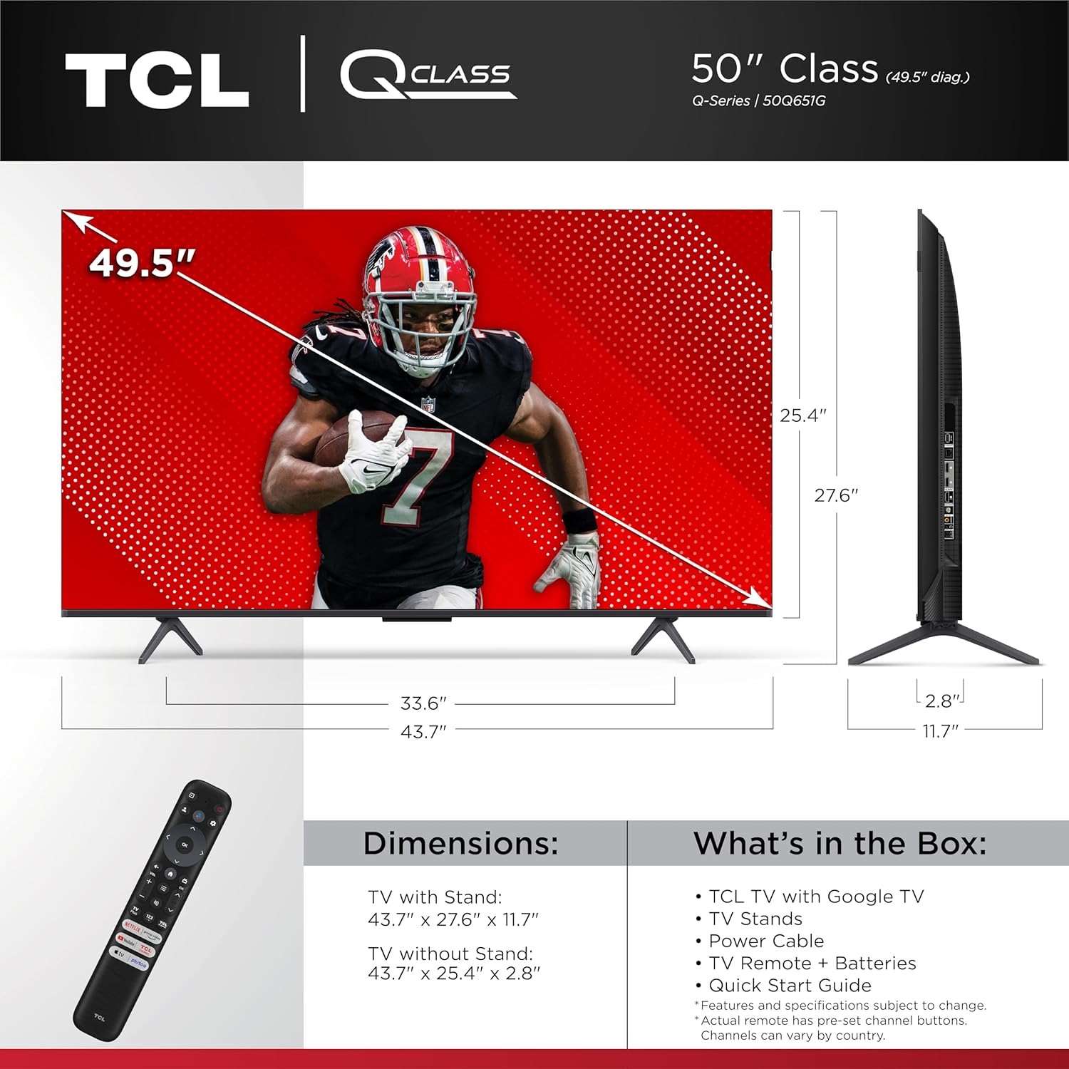 TCL 50-Inch Q65 QLED 4K UHD Smart TV with Google T... - Image 4
