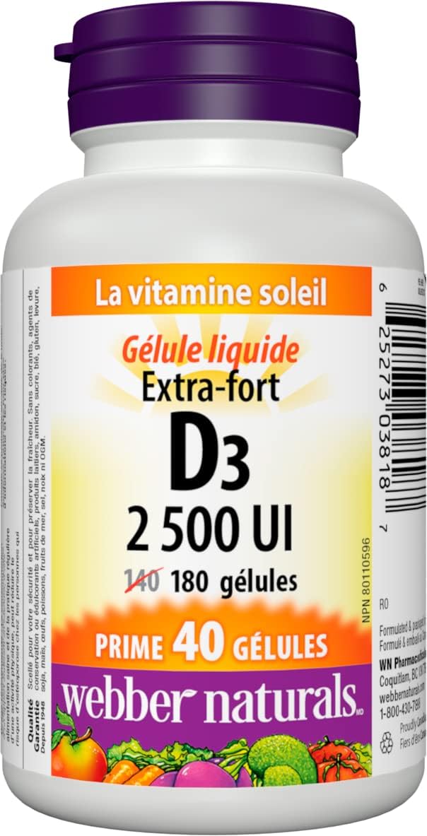 Webber Naturals Vitamin D3 2500 IU Extra Strength,... - Image 3