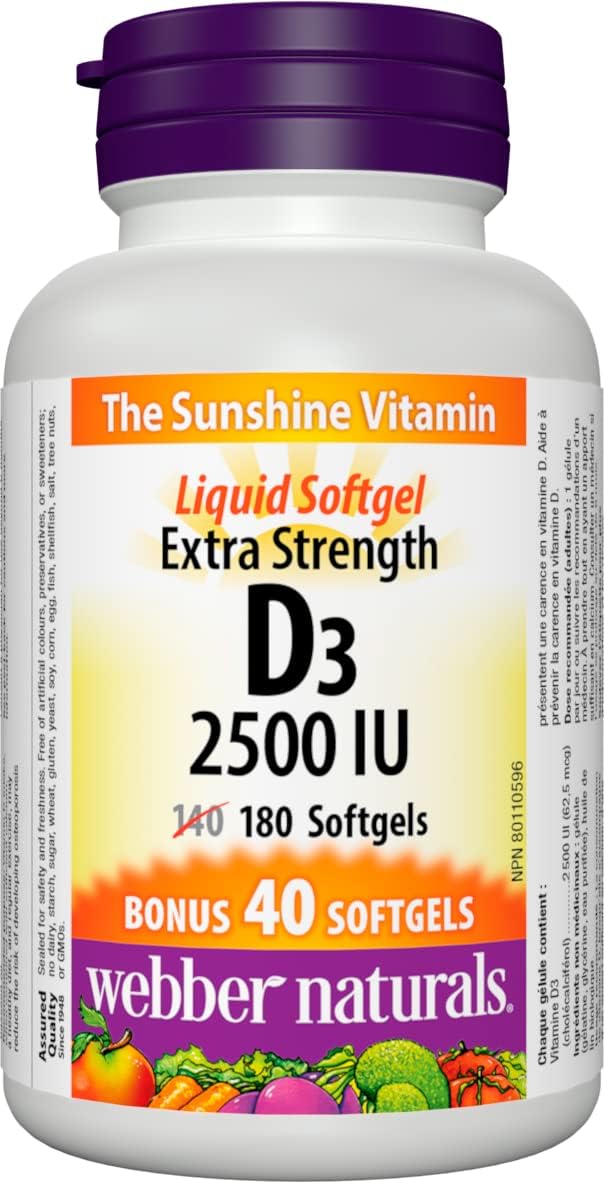 Webber Naturals Vitamin D3 2500 IU Extra Strength,... - Image 2