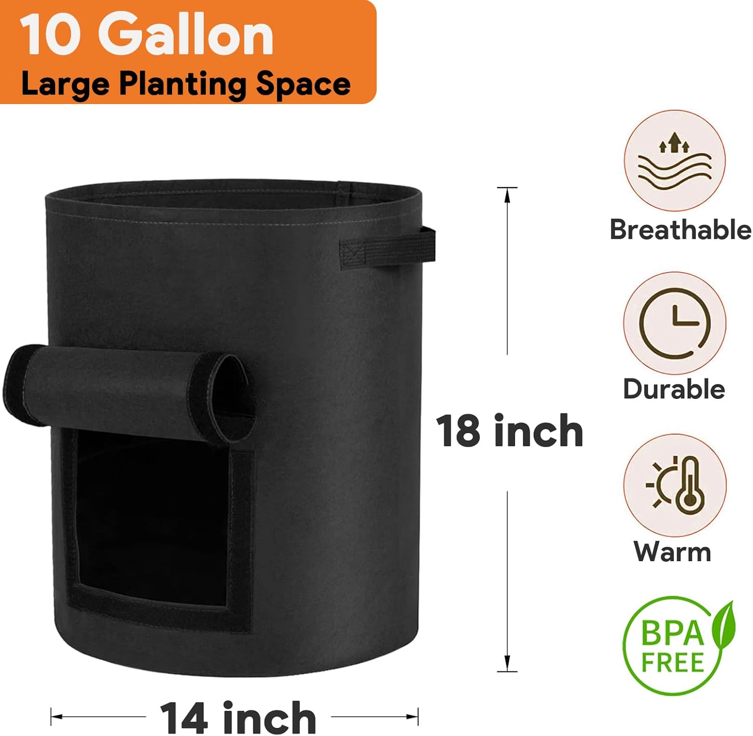 Potato Grow Bags 10 Gallon 4 Pack Fabric Pots Thic... - Image 6