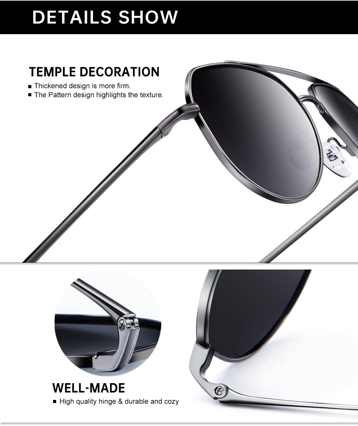 HENGOSEN Classic Aviator Sunglasses for Men Women,... - Image 6