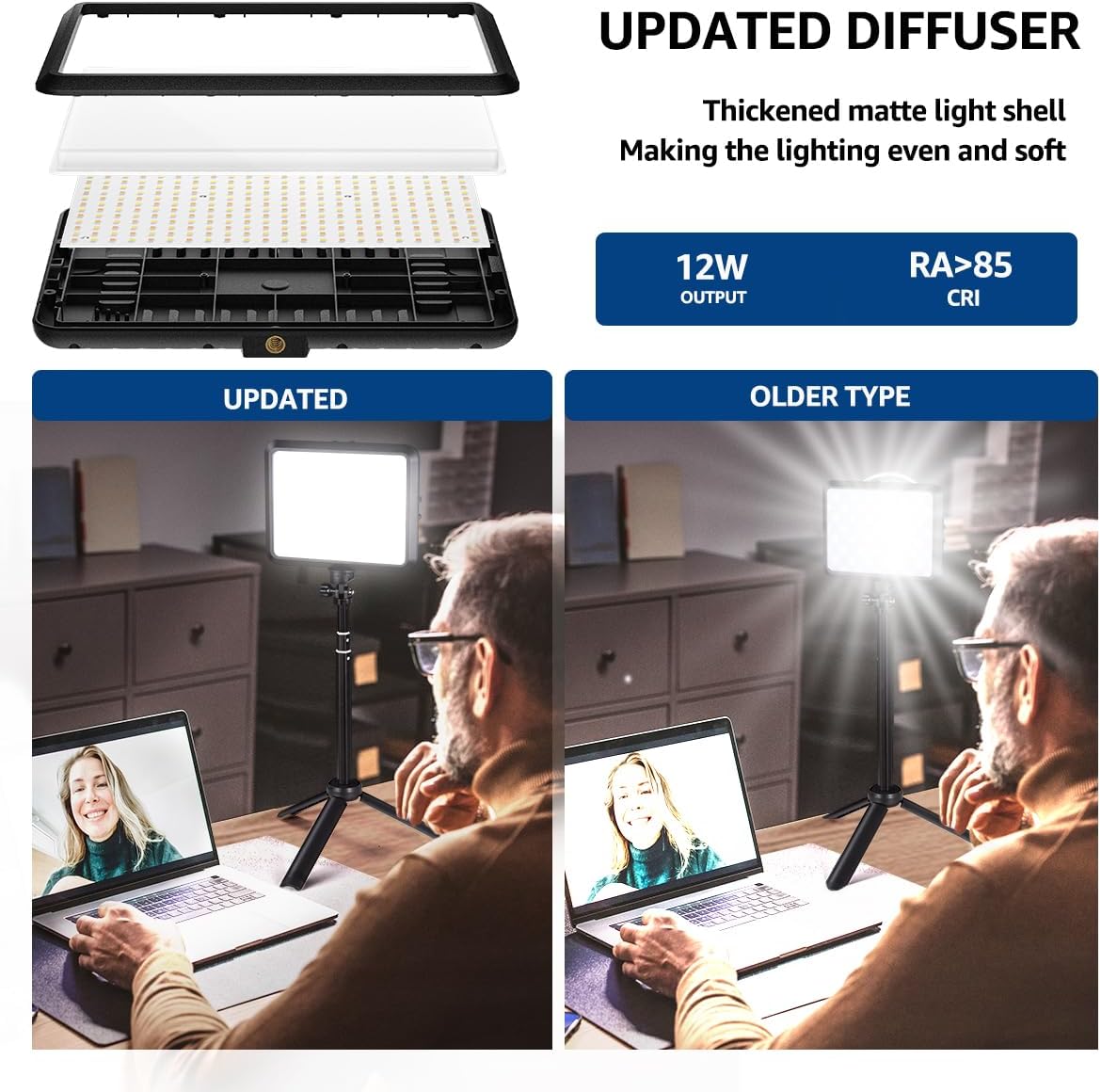 LED Photography Lighting Kit, NiceVeedi 2-Pack 8” ... - Image 5