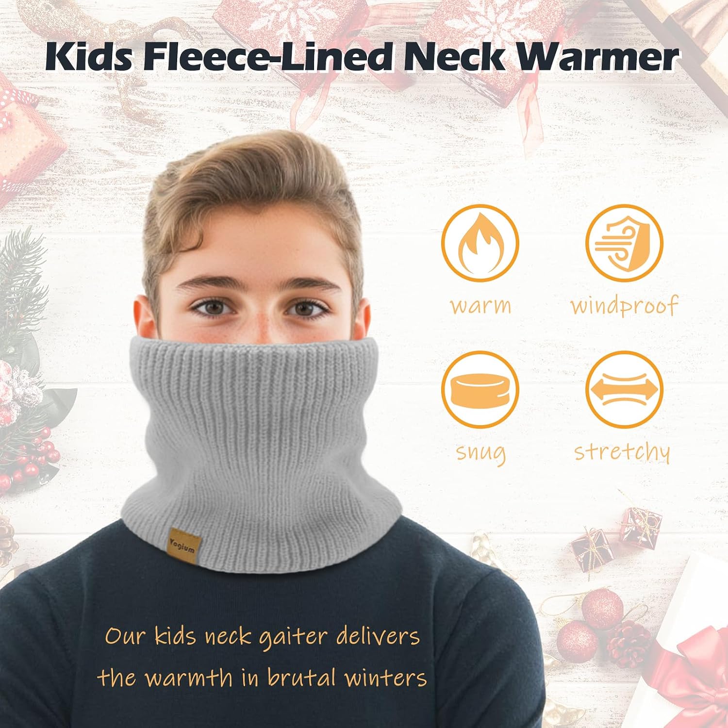 Unisex Kids Fleece-Lined Ribbed Thermal Knit Neck ... - Image 3