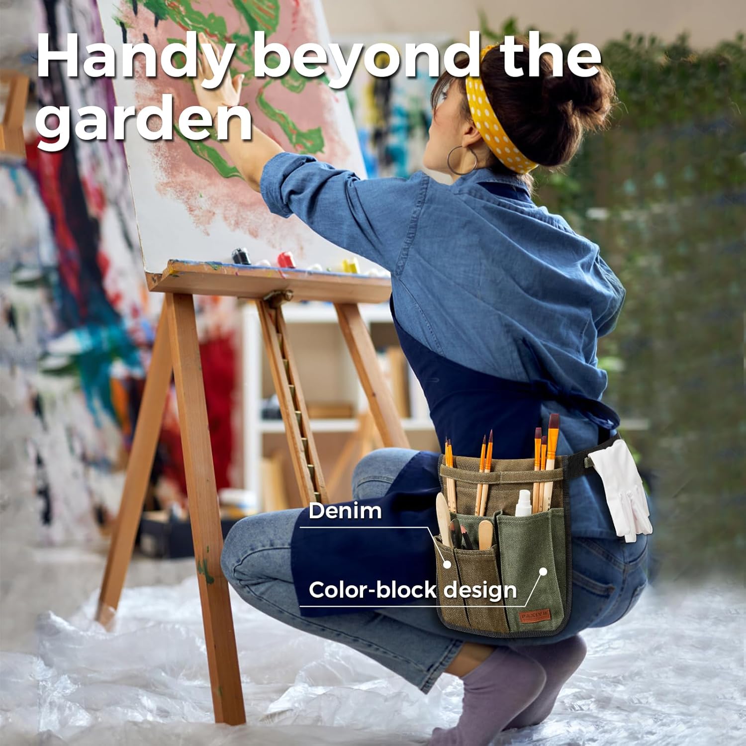 Garden Tool Belt for Men & Women, Denim Slim 4-Poc... - Image 5