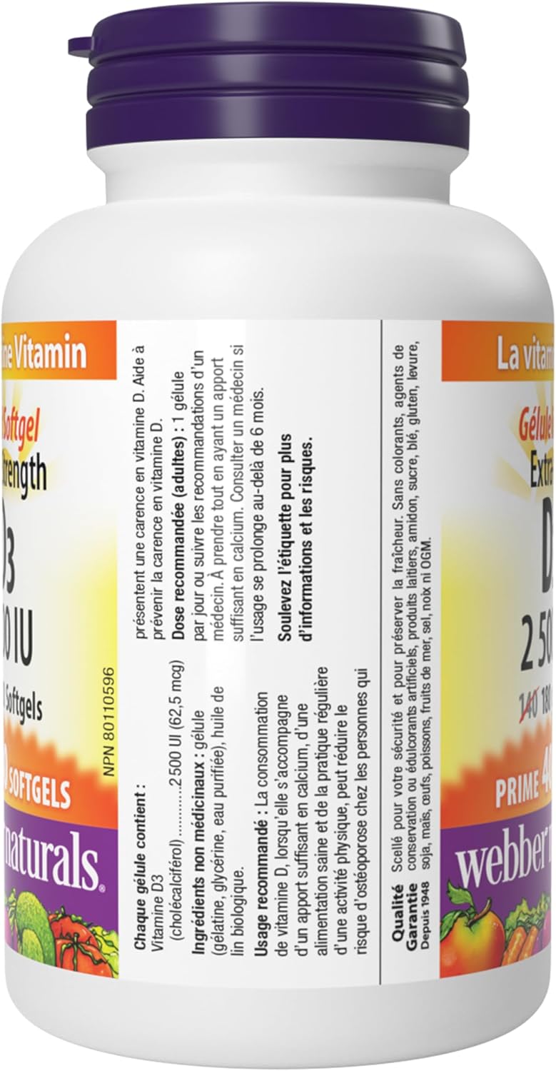 Webber Naturals Vitamin D3 2500 IU Extra Strength,... - Image 11