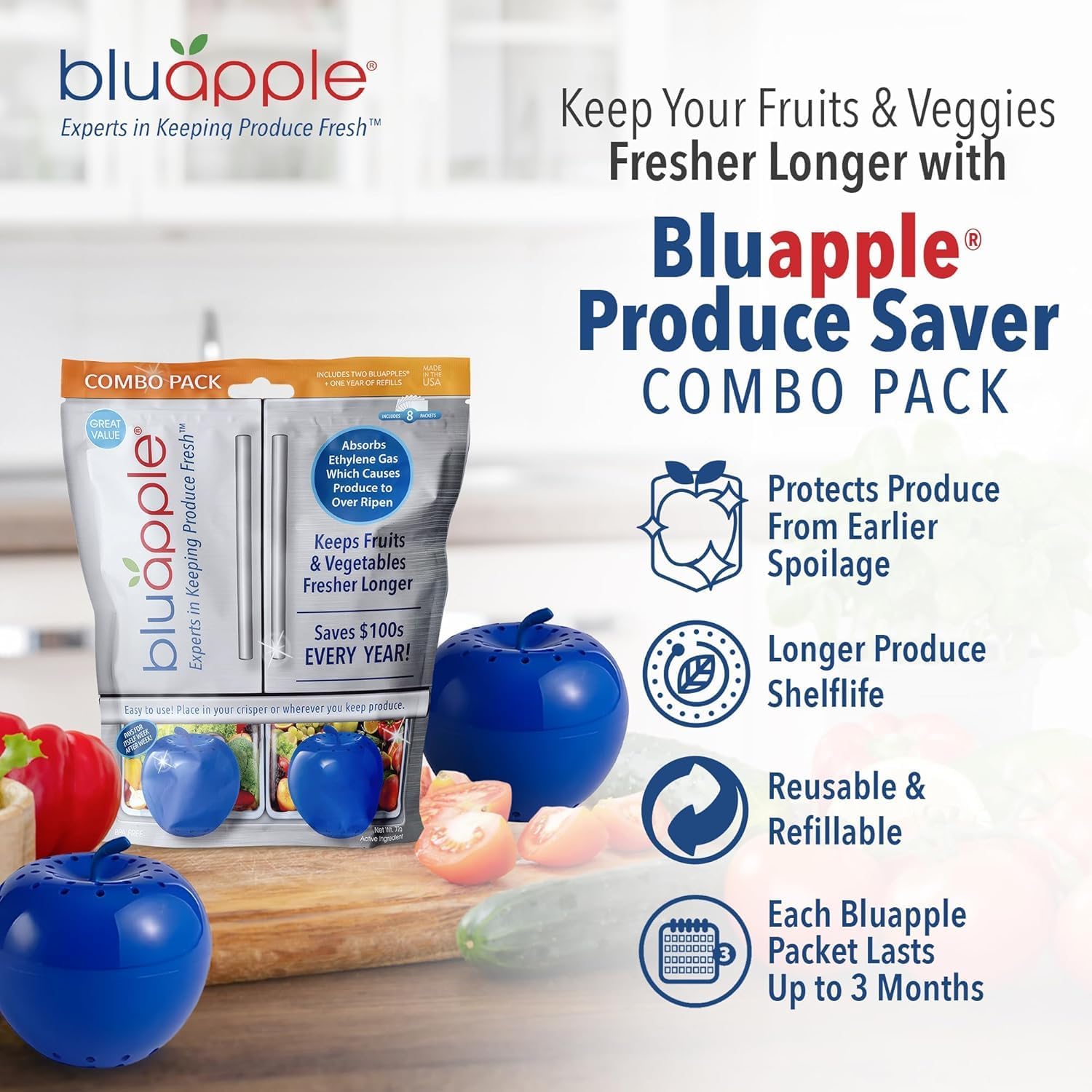 Bluapple Produce Saver Combo Pack - Keeps Fruits &... - Image 3