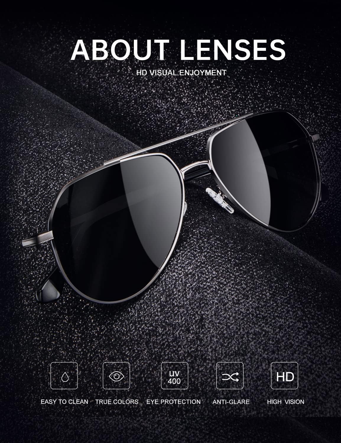 HENGOSEN Classic Aviator Sunglasses for Men Women,... - Image 4