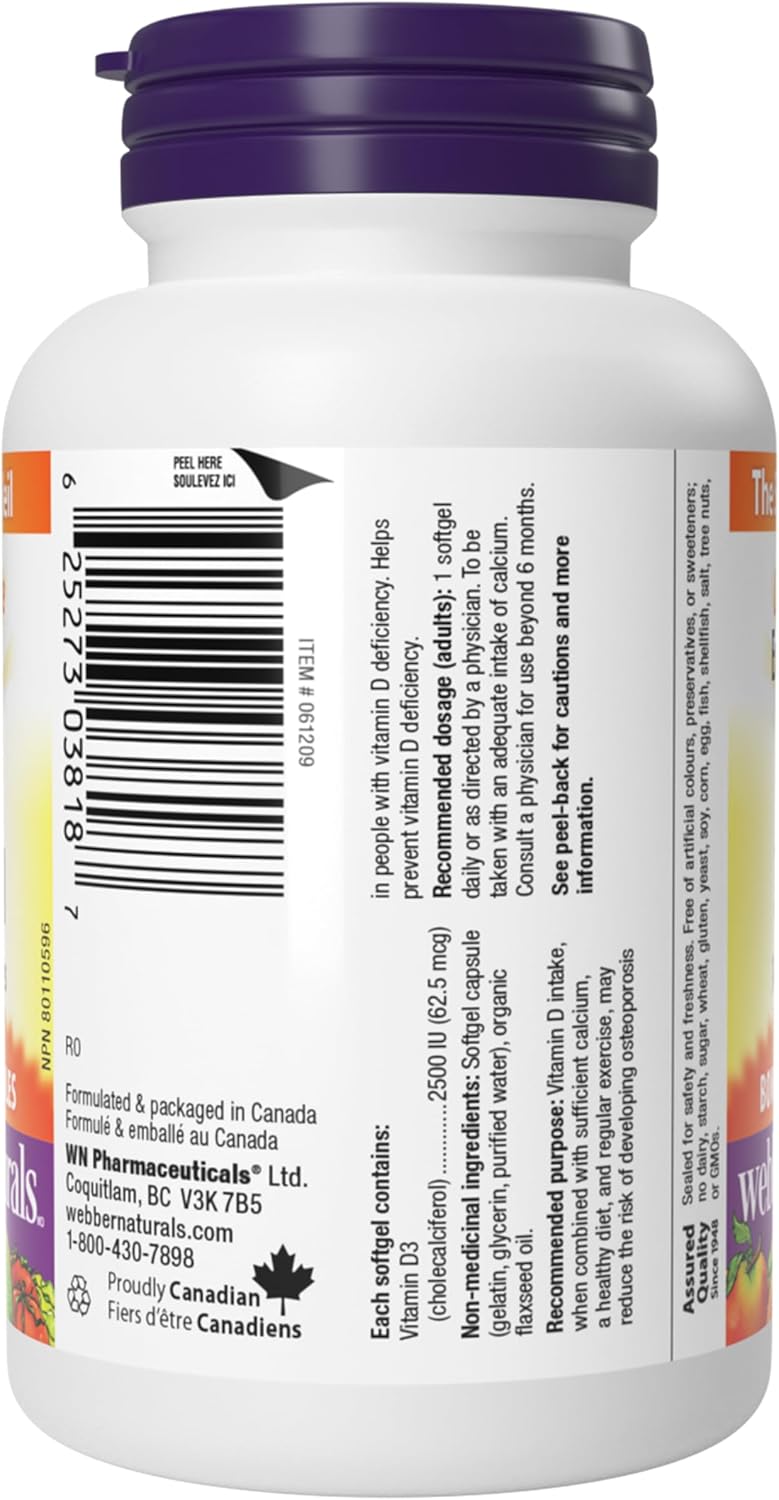 Webber Naturals Vitamin D3 2500 IU Extra Strength,... - Image 10