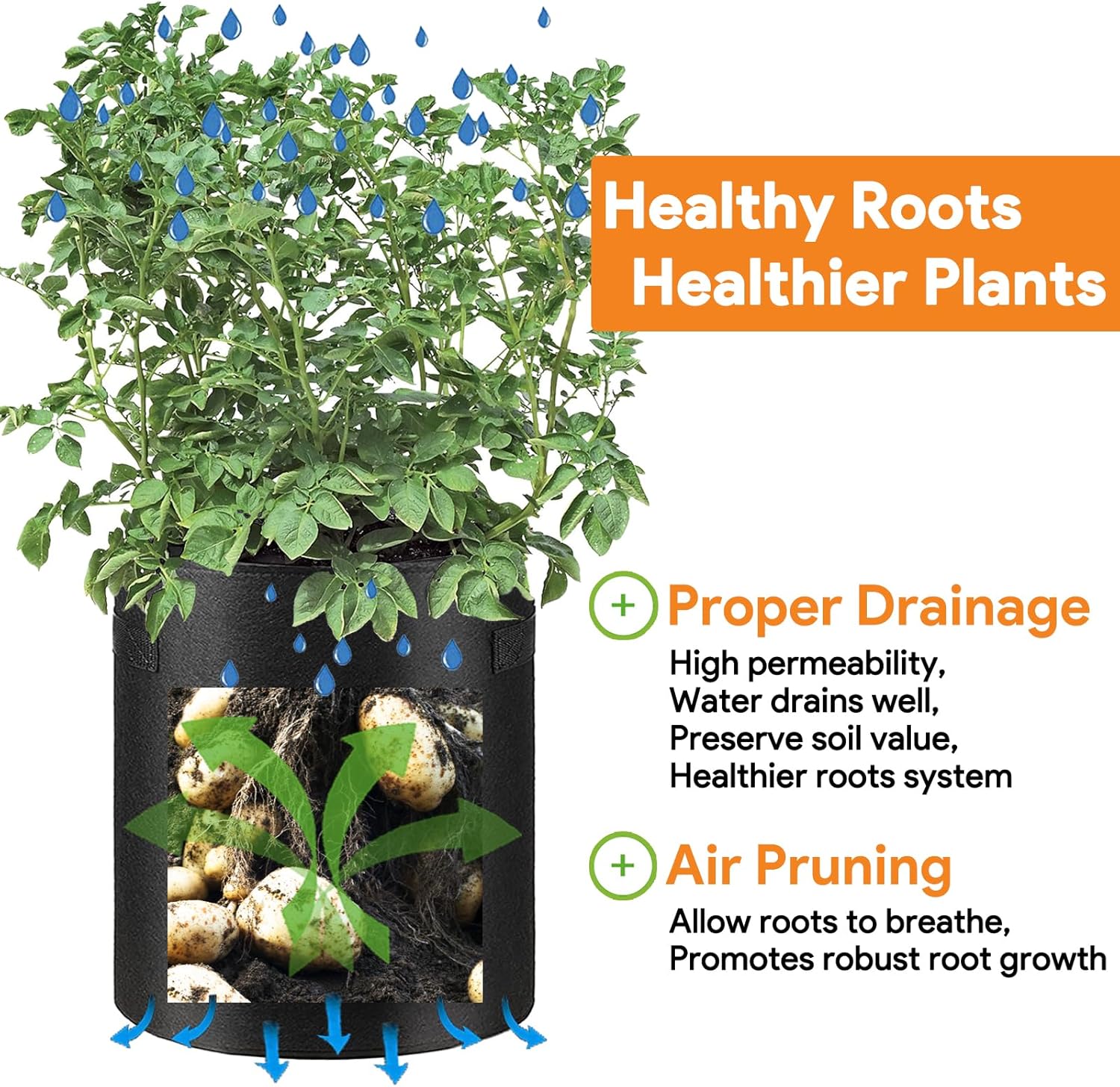 Potato Grow Bags 10 Gallon 4 Pack Fabric Pots Thic... - Image 3