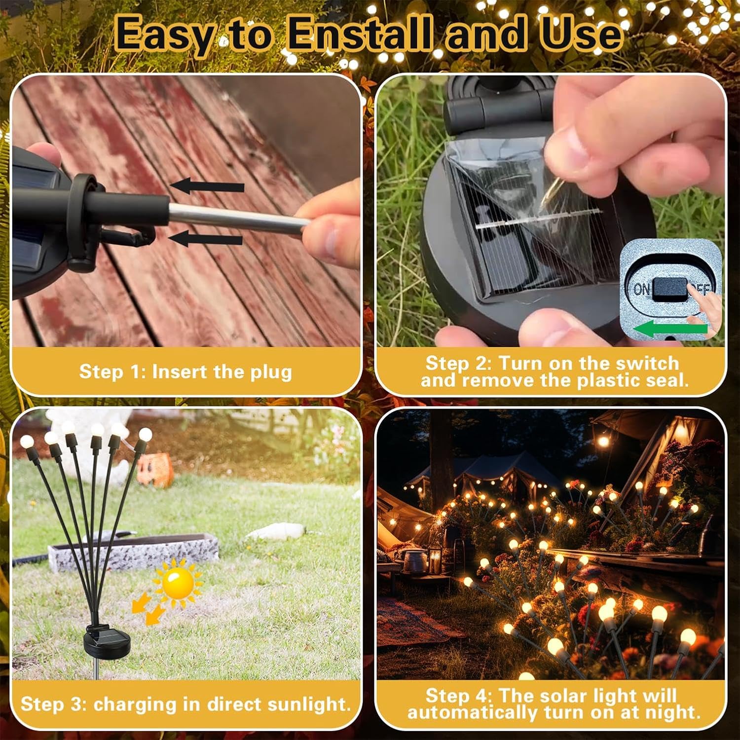 SIOTMERA 4Count Solar Lights Outdoor Waterproof IP... - Image 10