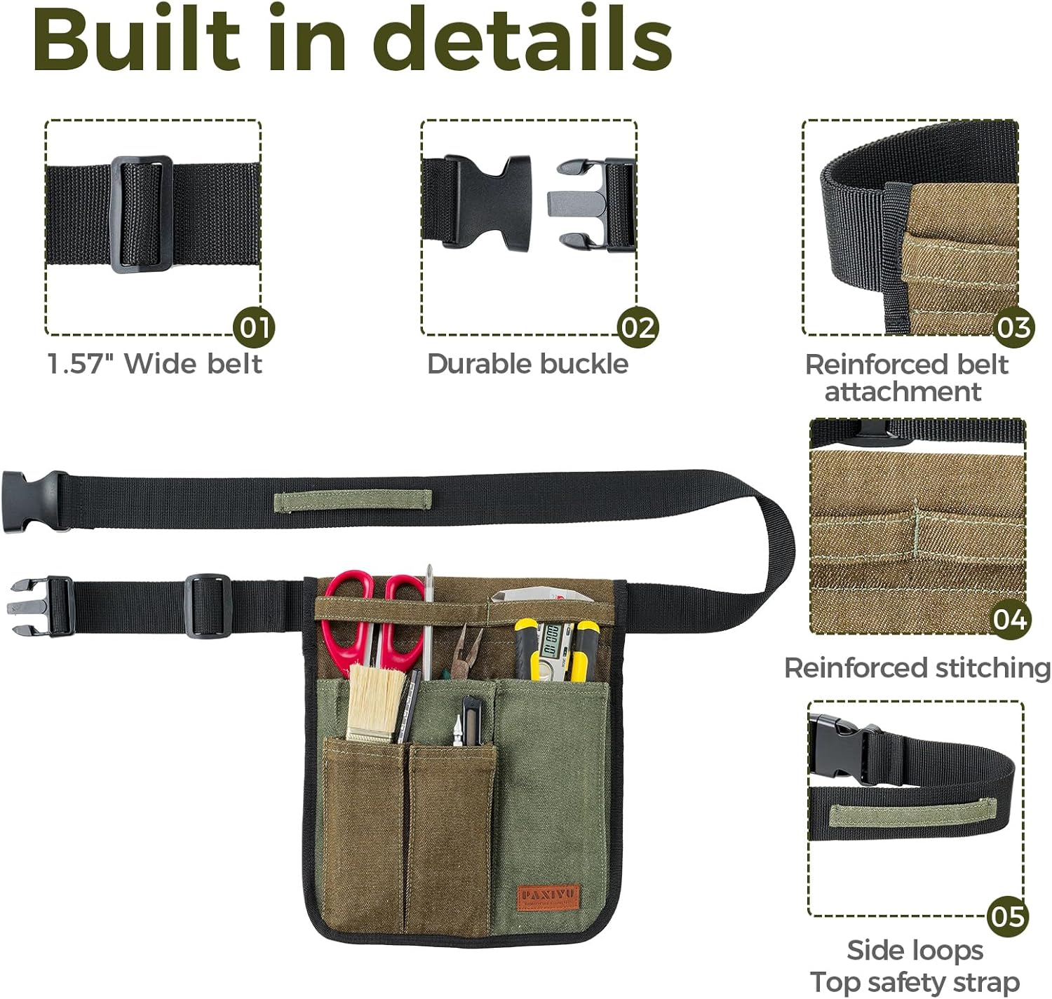 Garden Tool Belt for Men & Women, Denim Slim 4-Poc... - Image 6