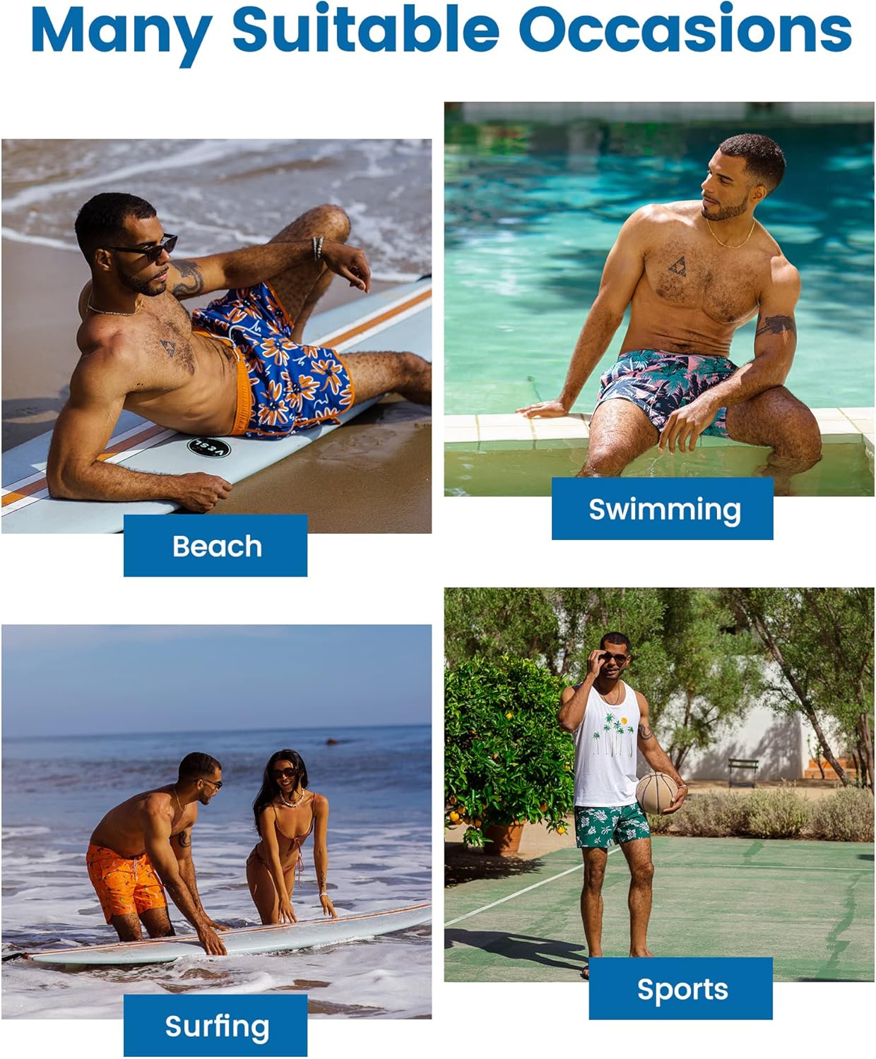 maamgic Mens Swim Trunks with Compression Liner 2 ... - Image 7