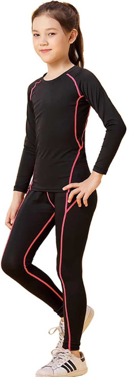 Kids' Girls Compression Base Layer Leggings Set Lo... - Image 2
