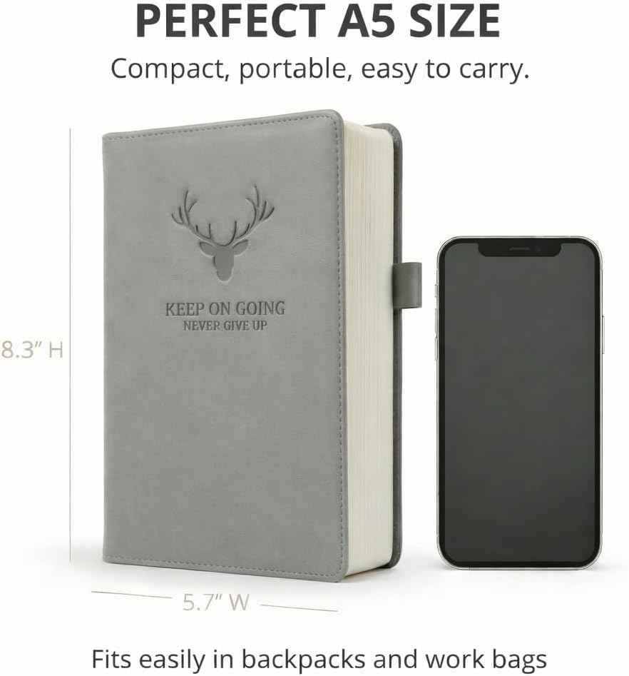 A5 Hardcover Wide Ruled Notebook, 10mm Lined Journ... - Image 4