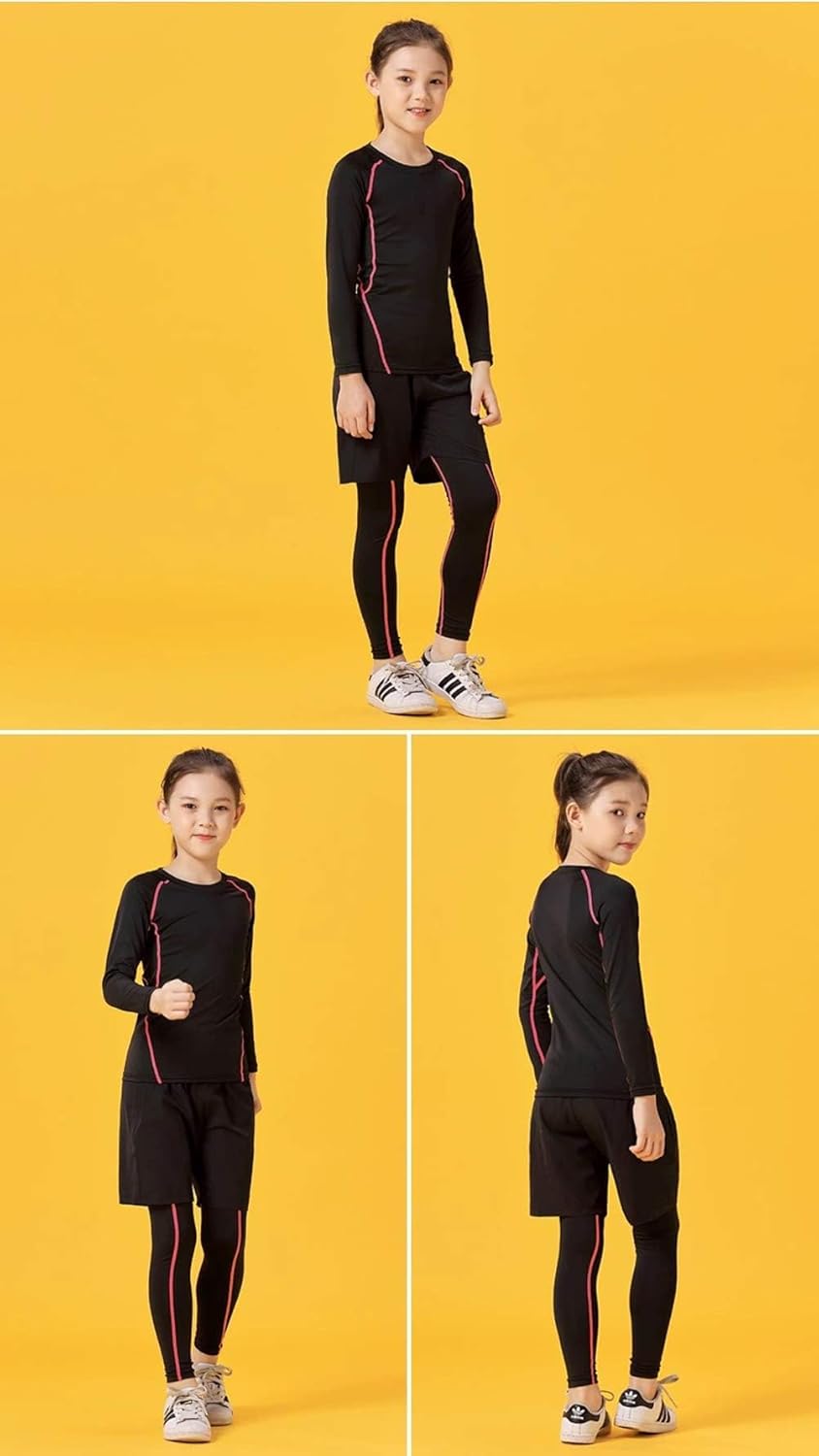 Kids' Girls Compression Base Layer Leggings Set Lo... - Image 5