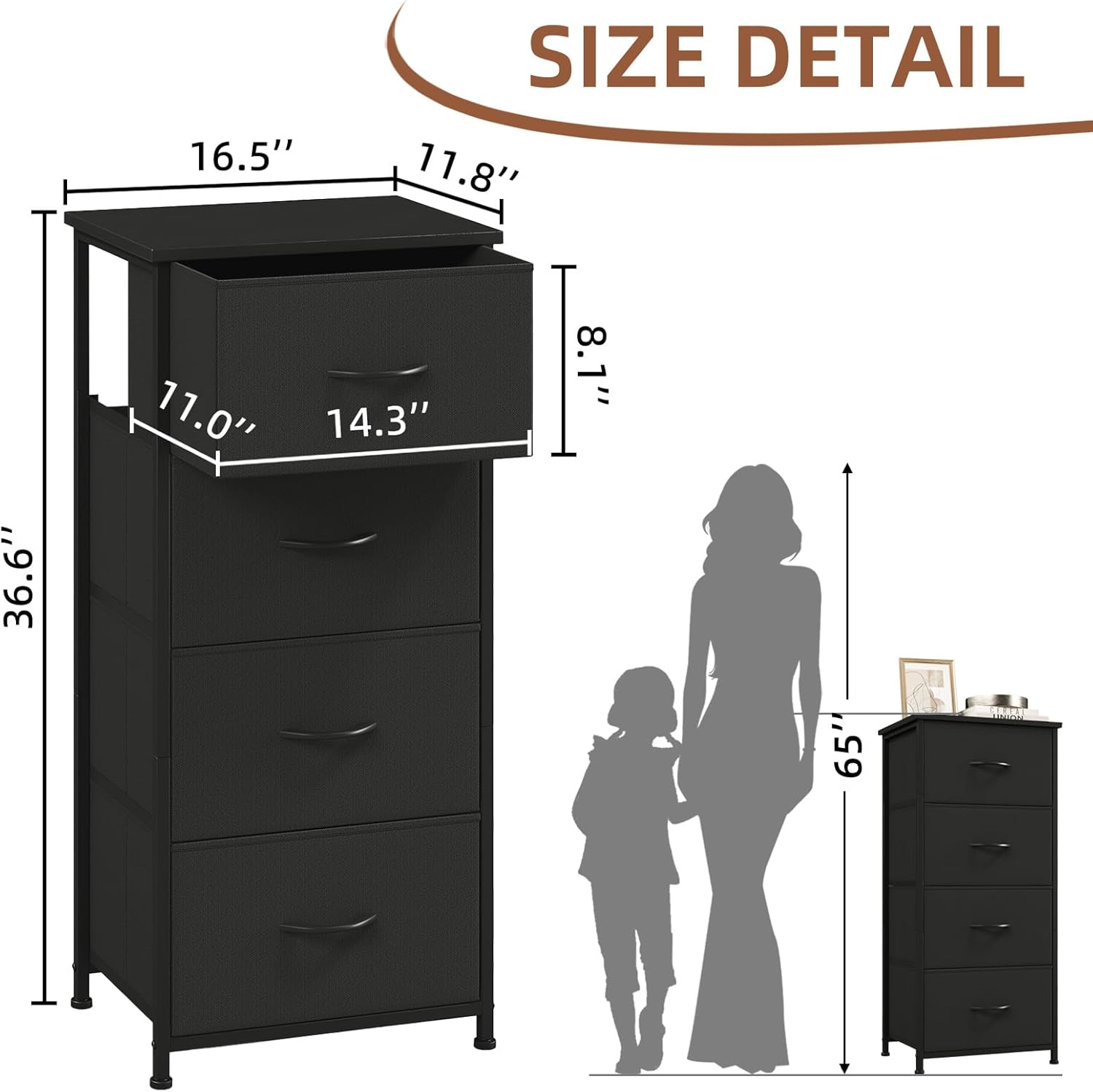 Somdot Tall Dresser for Bedroom with 4 Drawers, St... - Image 4