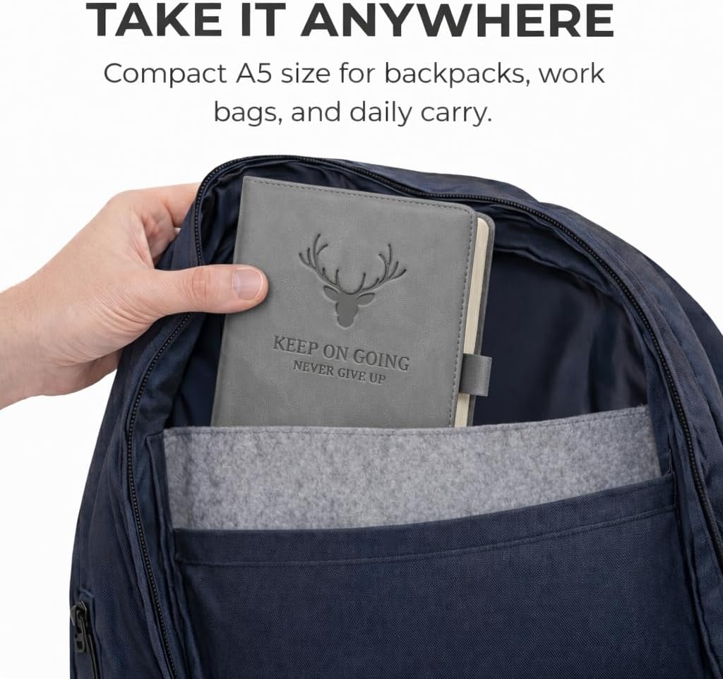 A5 Hardcover Wide Ruled Notebook, 10mm Lined Journ... - Image 7