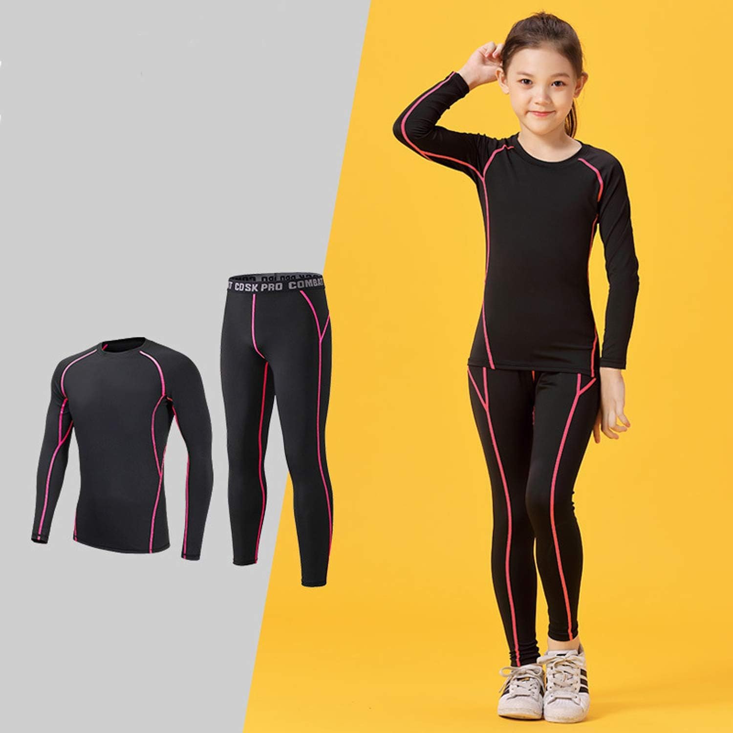 Kids' Girls Compression Base Layer Leggings Set Lo... - Image 4