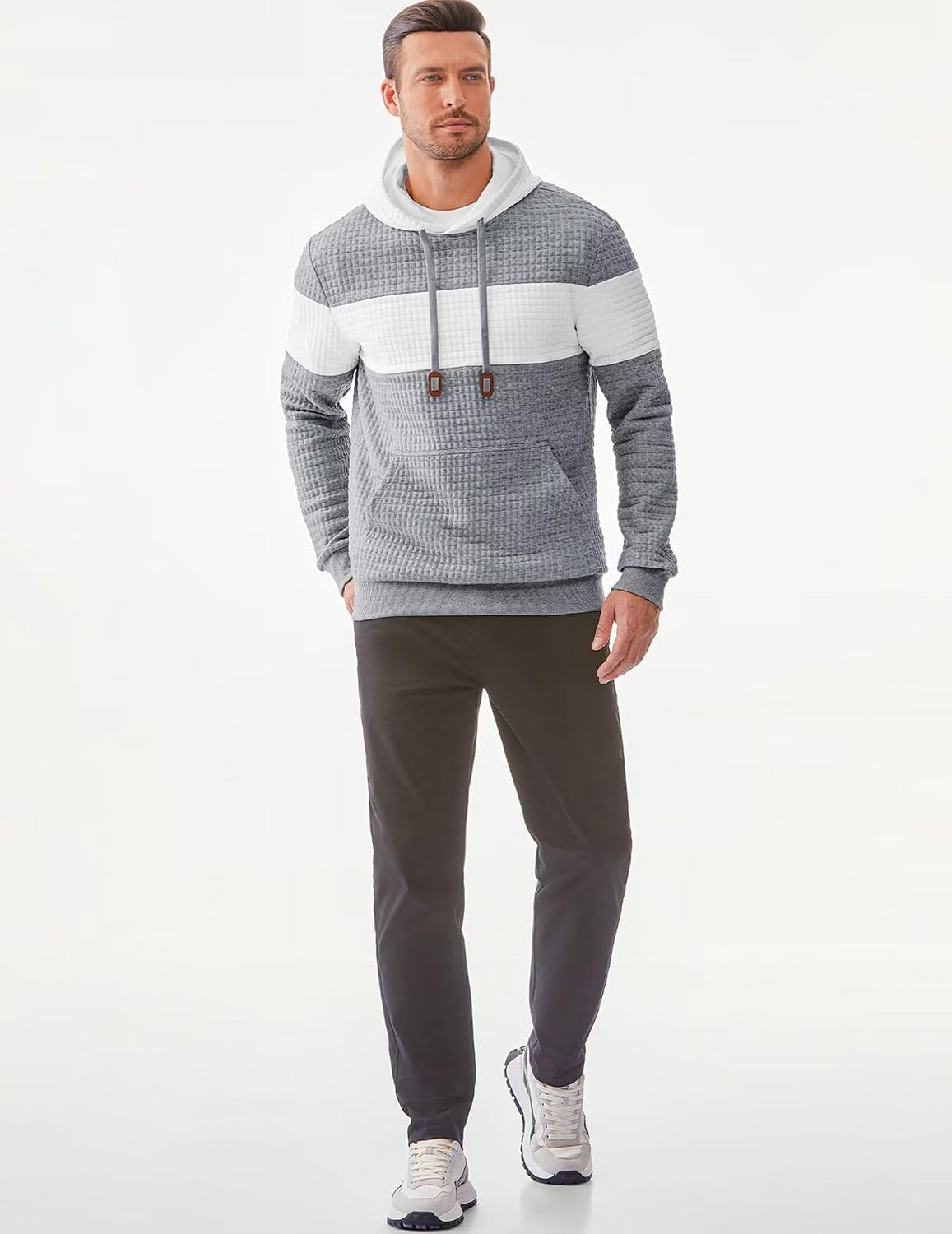JMIERR Men's Hoodies Waffle Sweatshirt with Pocket... - Image 6