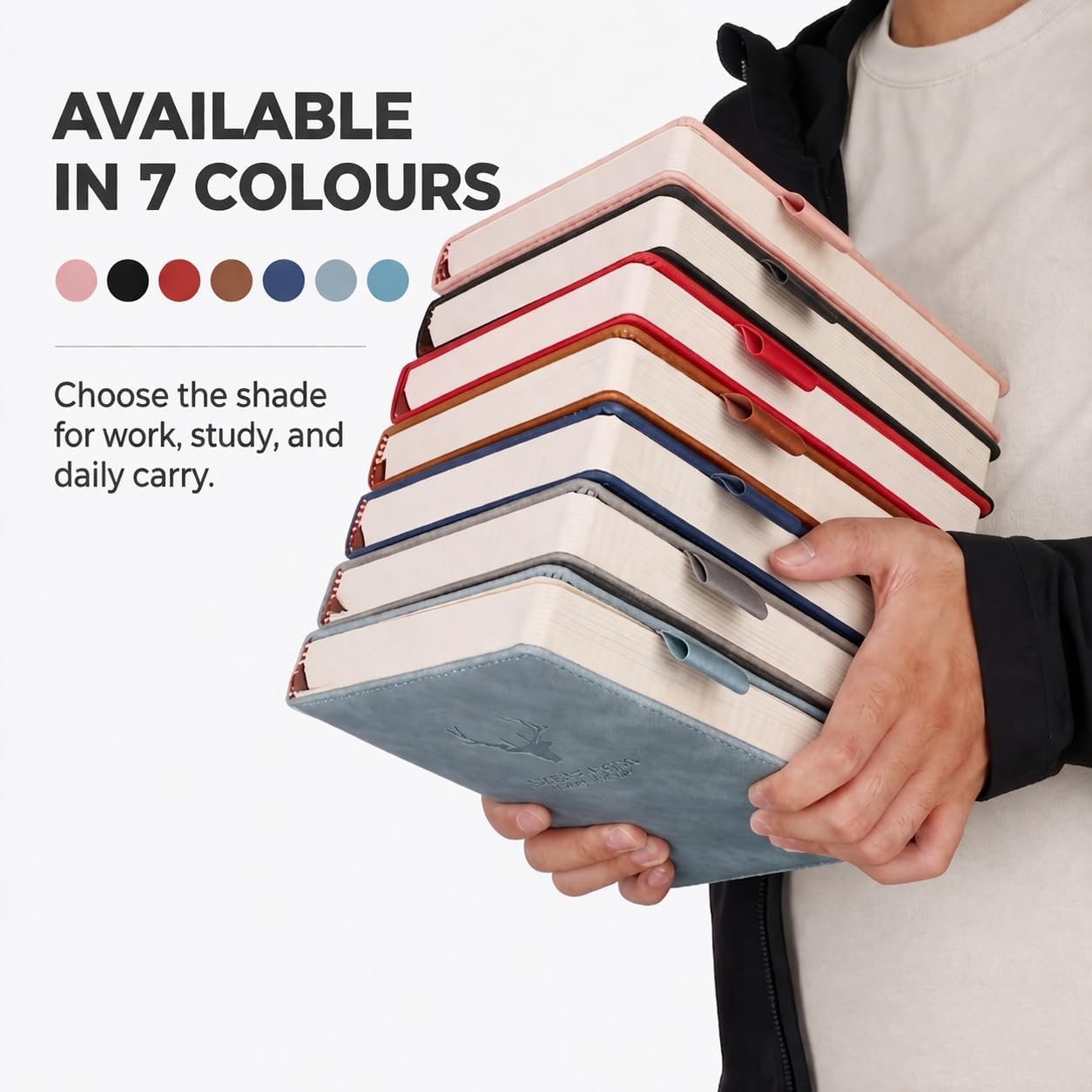 A5 Hardcover Wide Ruled Notebook, 10mm Lined Journ... - Image 9