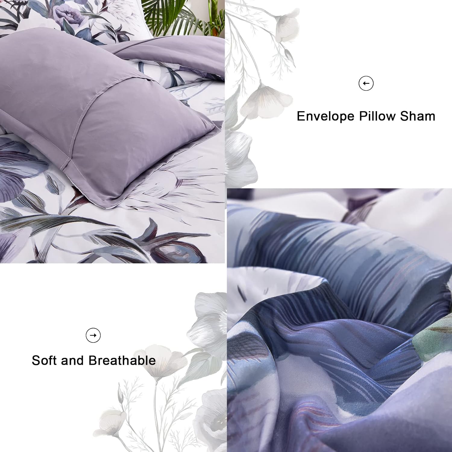 Luxudecor Floral Comforter Set King Size 7 Piece, ... - Image 5