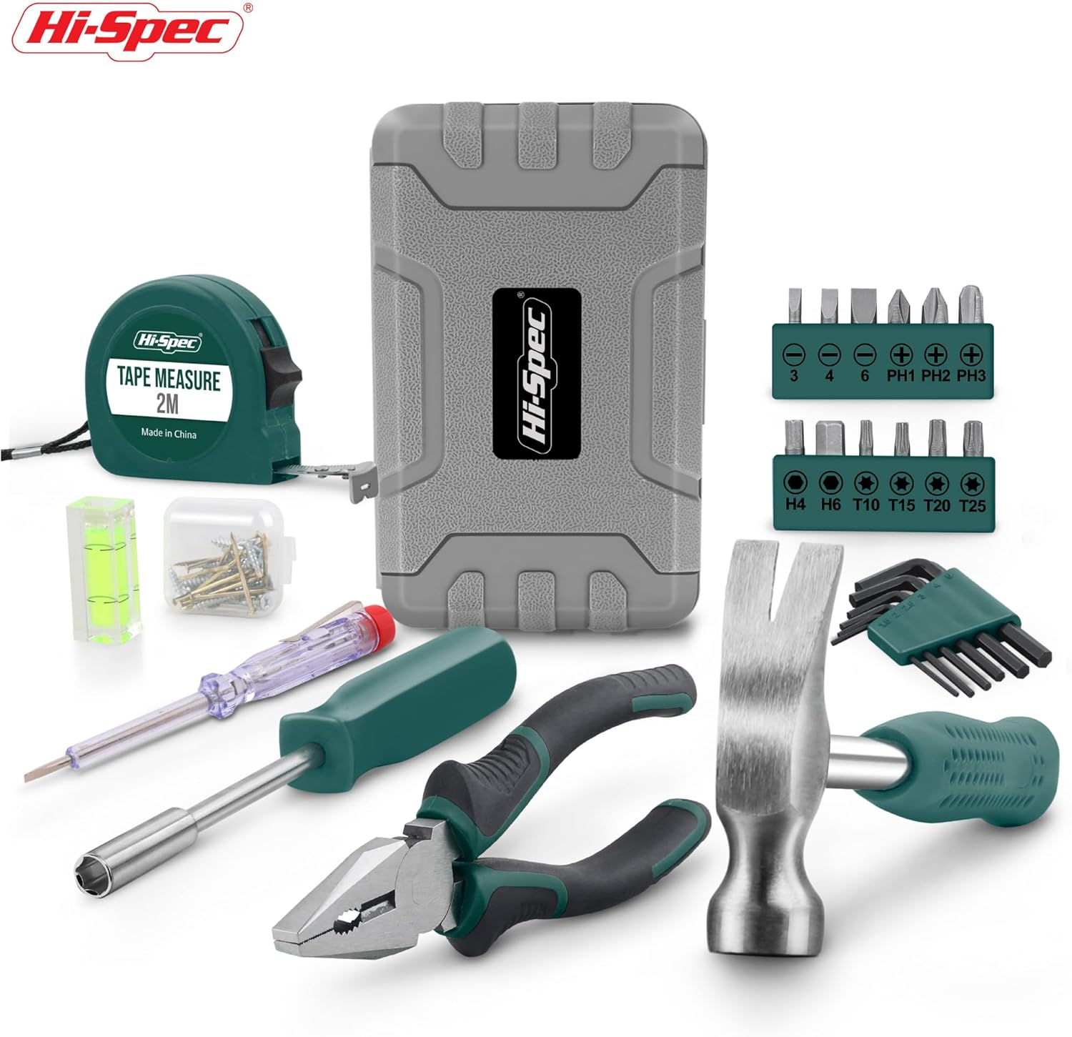 Hi-Spec 25pc Green Small Compact Hand Tool Kit Set... - Image 8