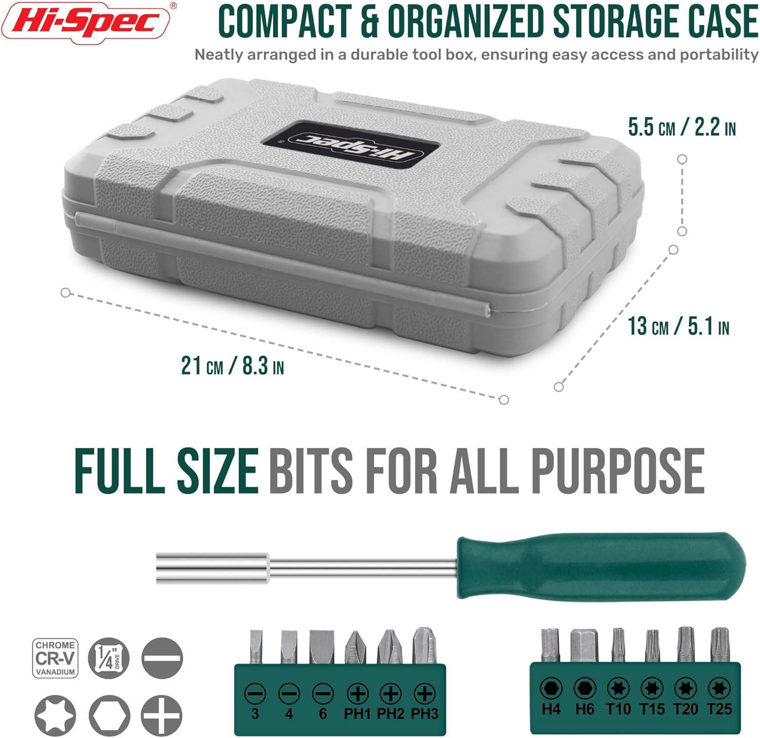 Hi-Spec 25pc Green Small Compact Hand Tool Kit Set... - Image 4