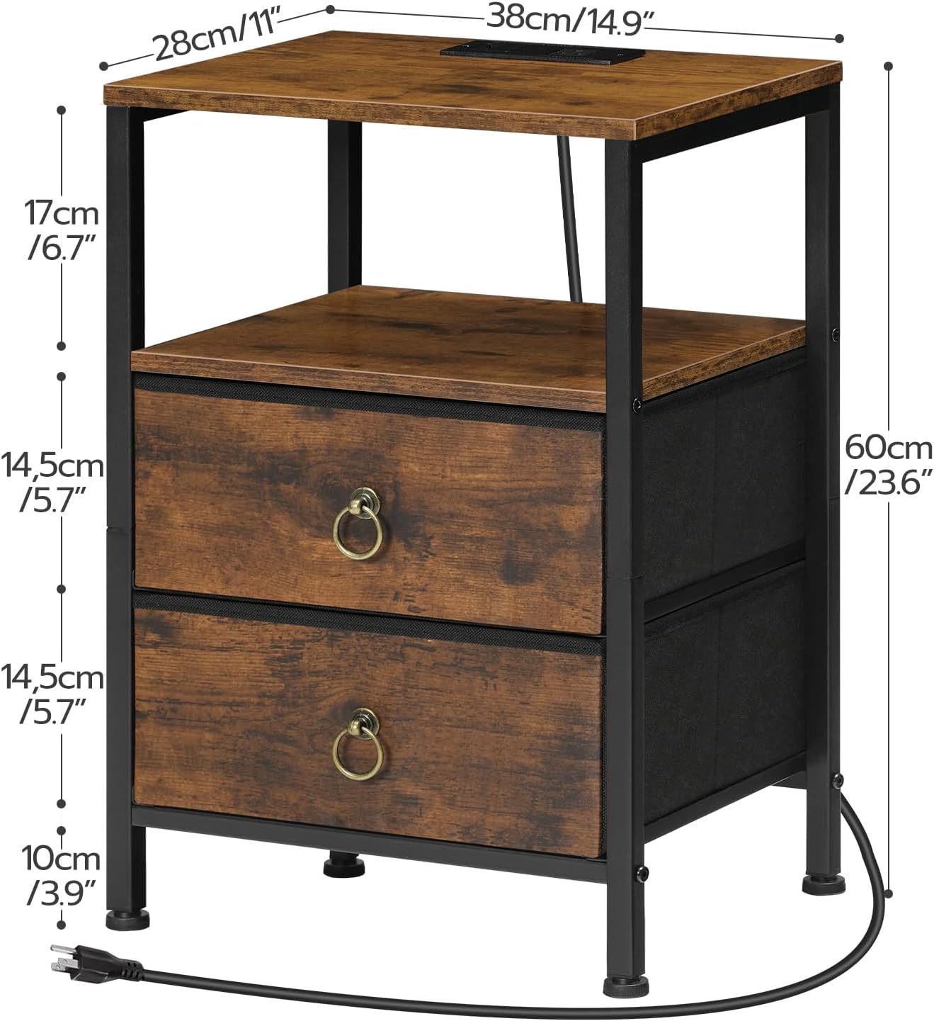 HOOBRO Nightstand with Charging Station, Bedside T... - Image 4