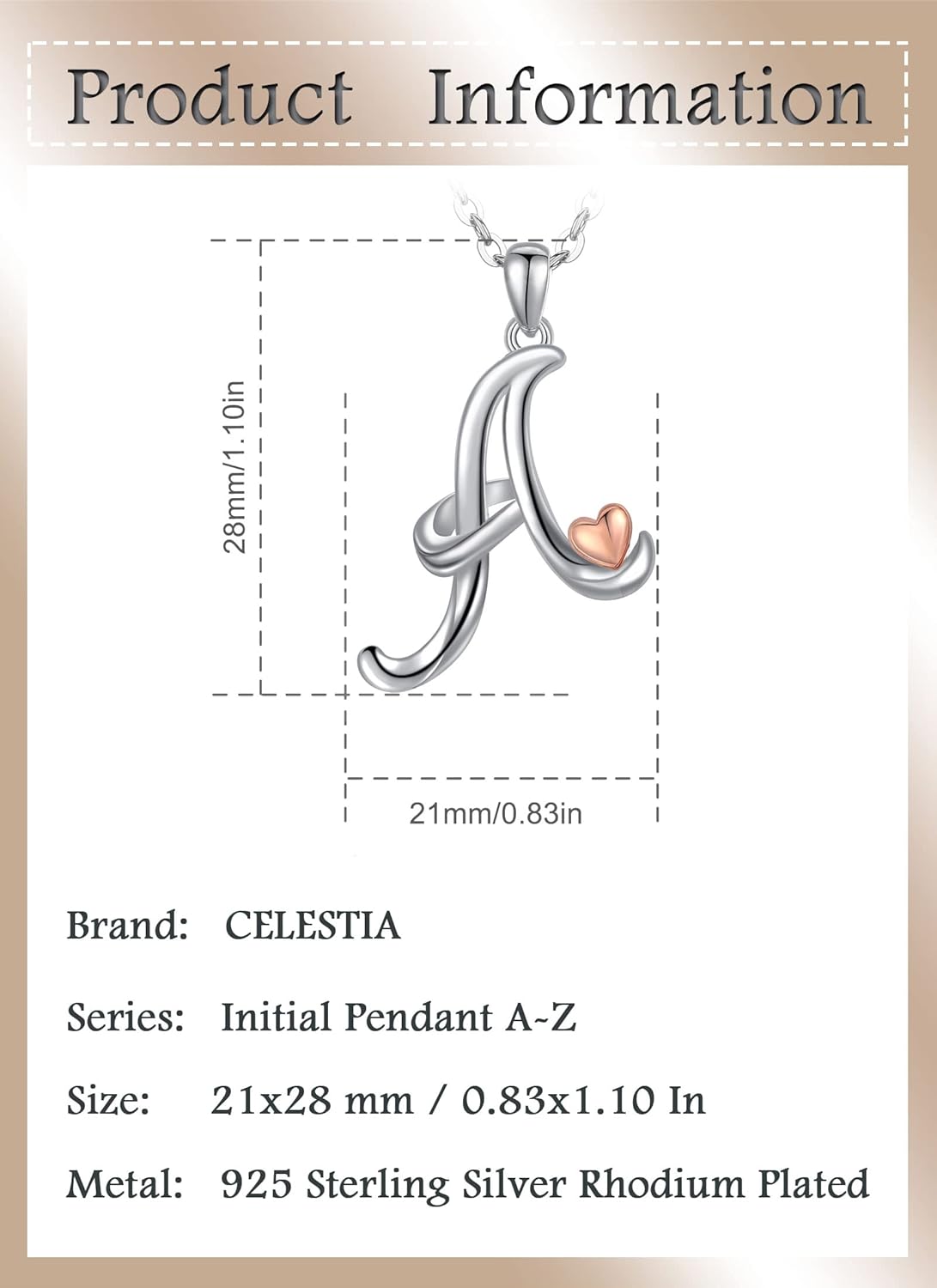 CELESTIA Sterling Silver Initial Necklaces 26 Lett... - Image 7