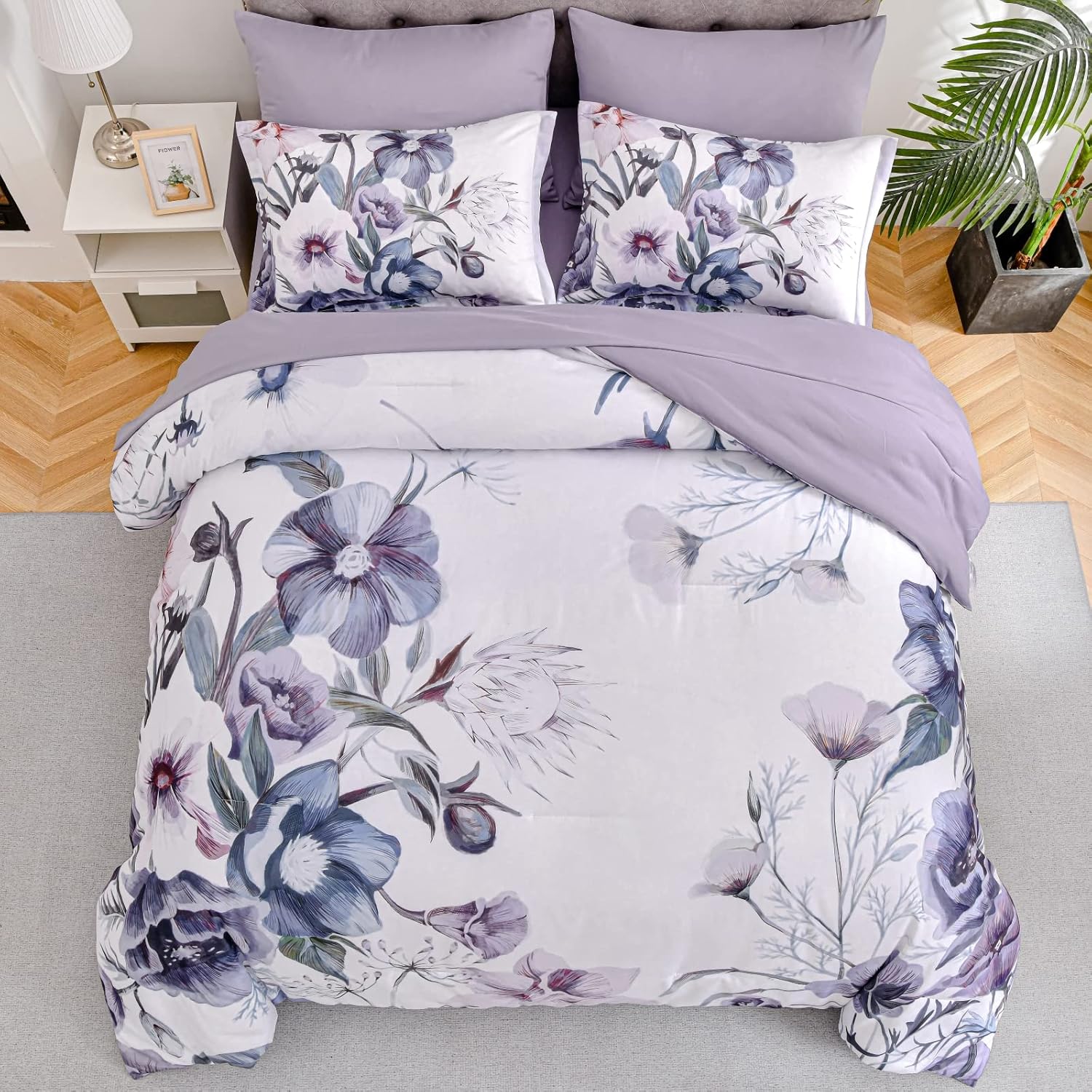 Luxudecor Floral Comforter Set King Size 7 Piece, ... - Image 4