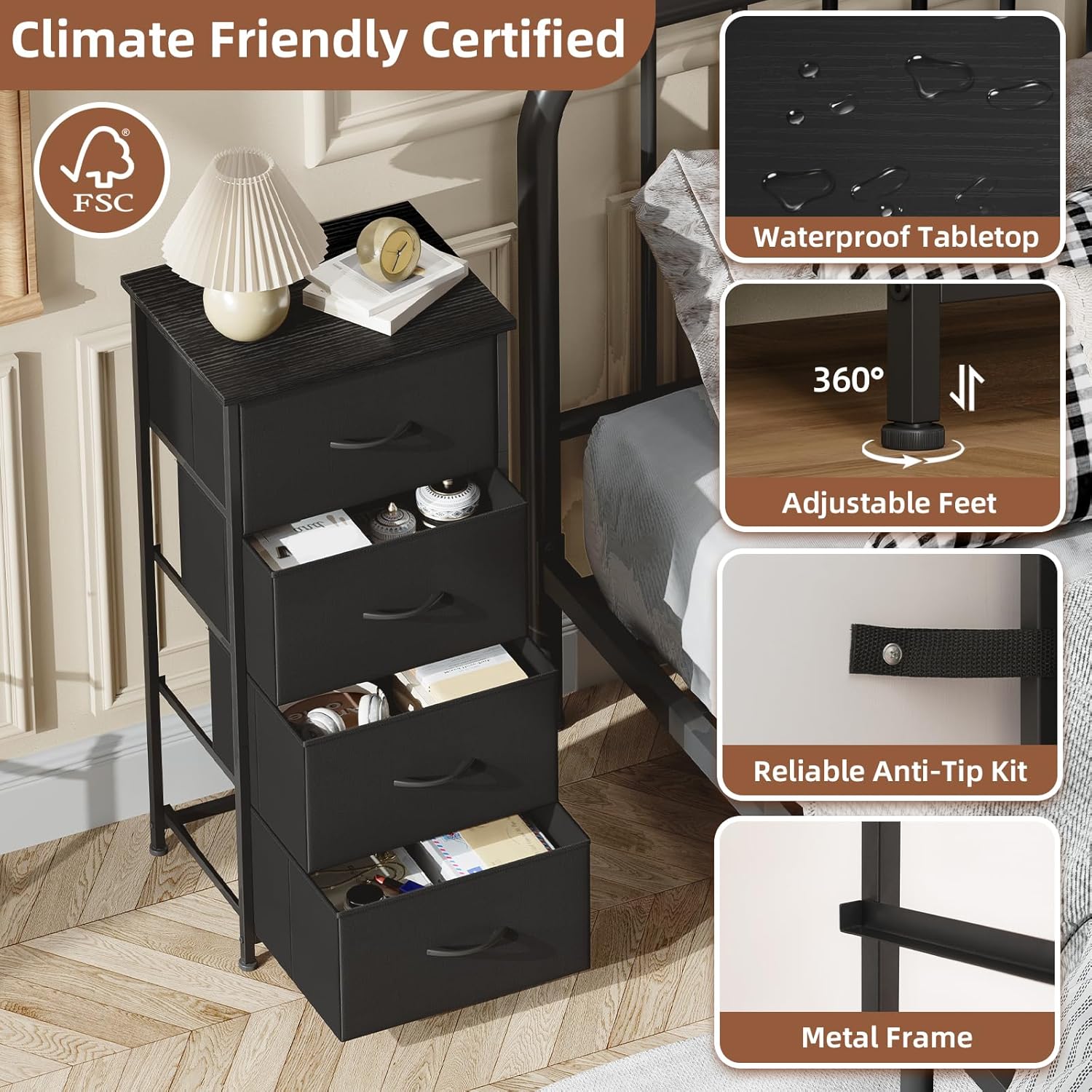 Somdot Tall Dresser for Bedroom with 4 Drawers, St... - Image 7