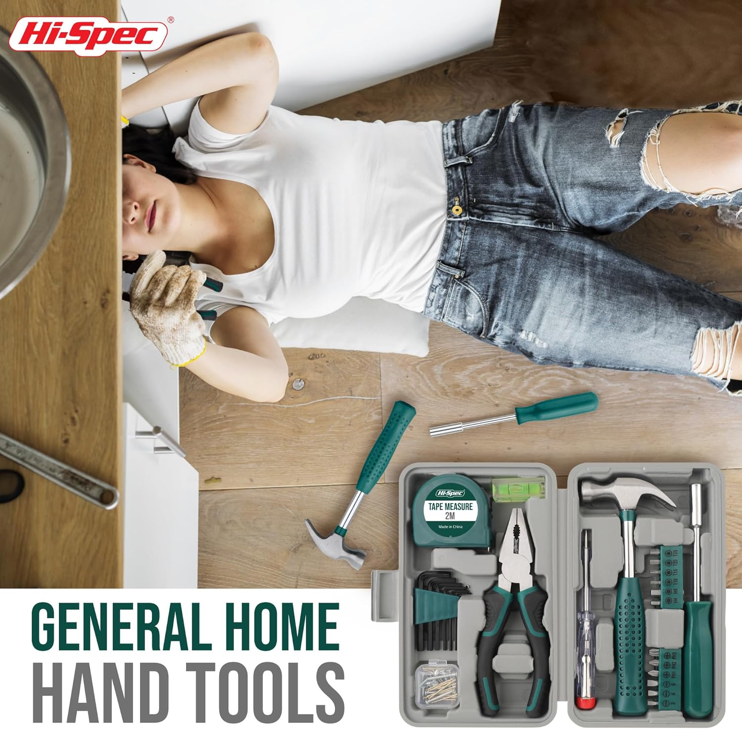 Hi-Spec 25pc Green Small Compact Hand Tool Kit Set... - Image 6